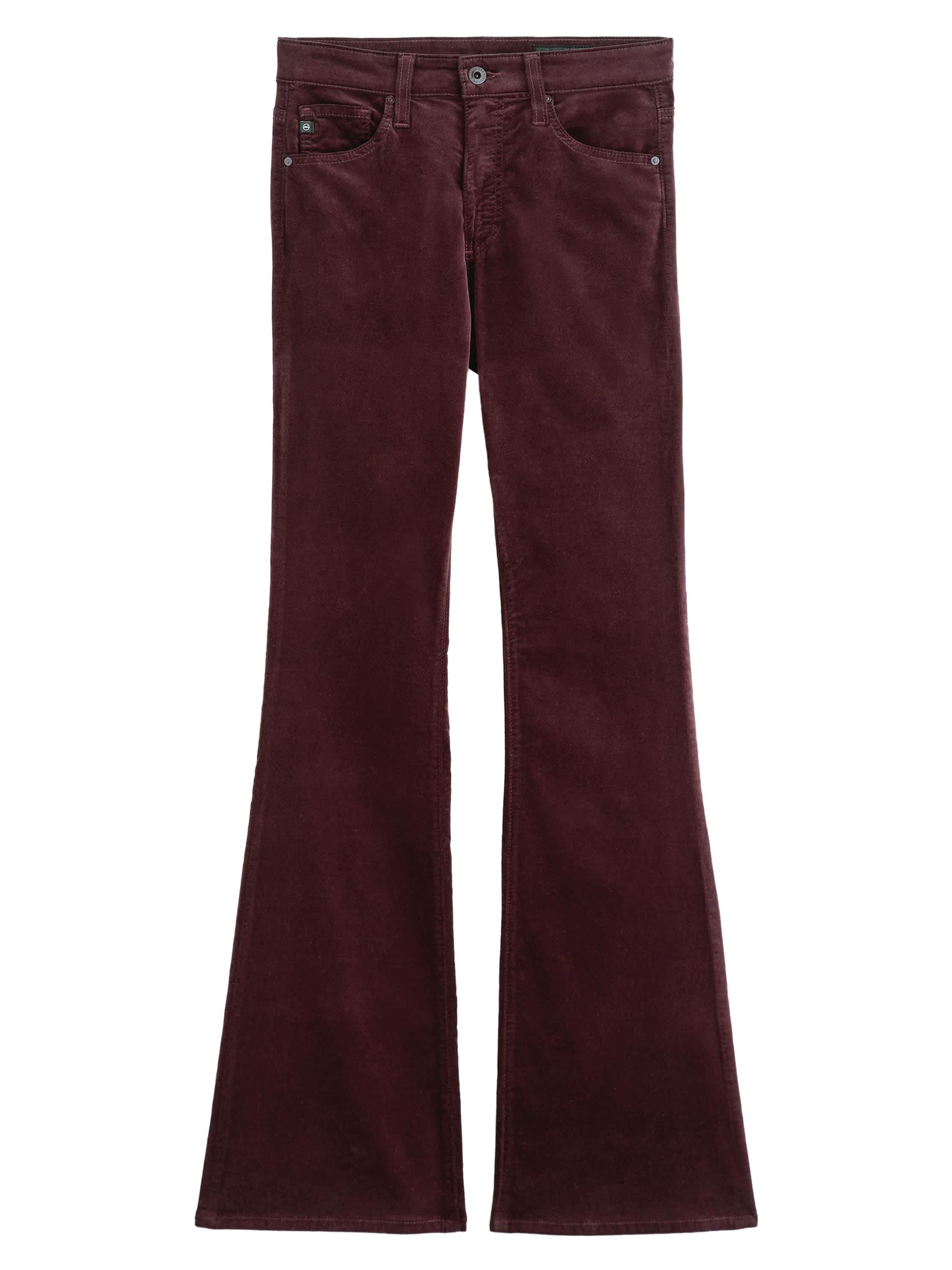 AG Jeans Women's Farrah Stretch-Velvet High-Rise Boot-Cut Pants - Winery