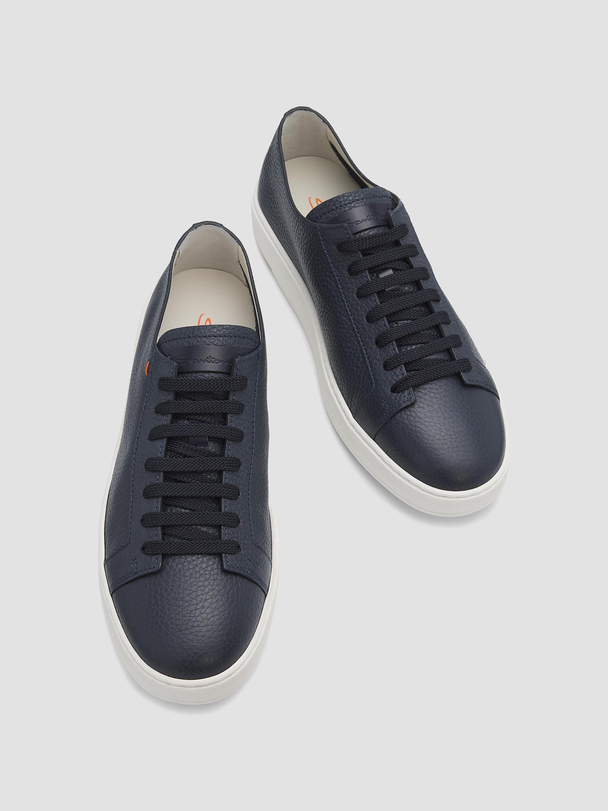 Santoni Burnished Leather Low-Top Sneakers | Saks Fifth Avenue