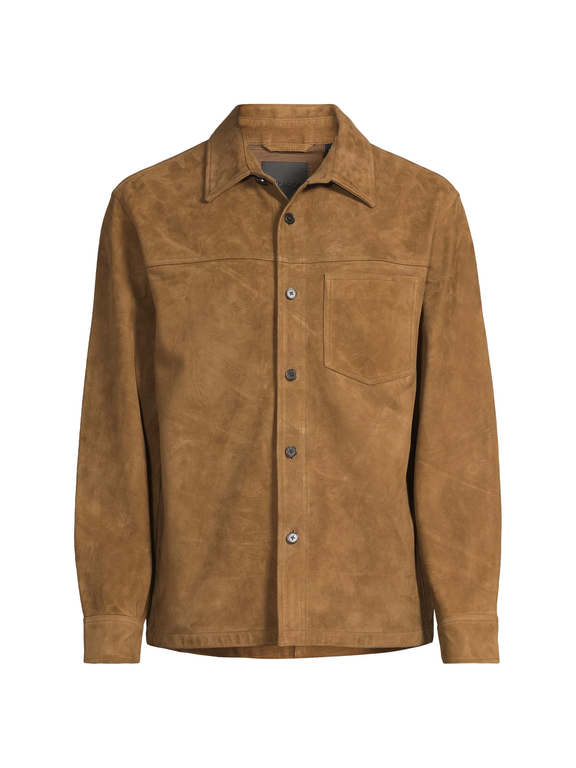Theory River Reece Suede Shirt Jacket | Saks Fifth Avenue