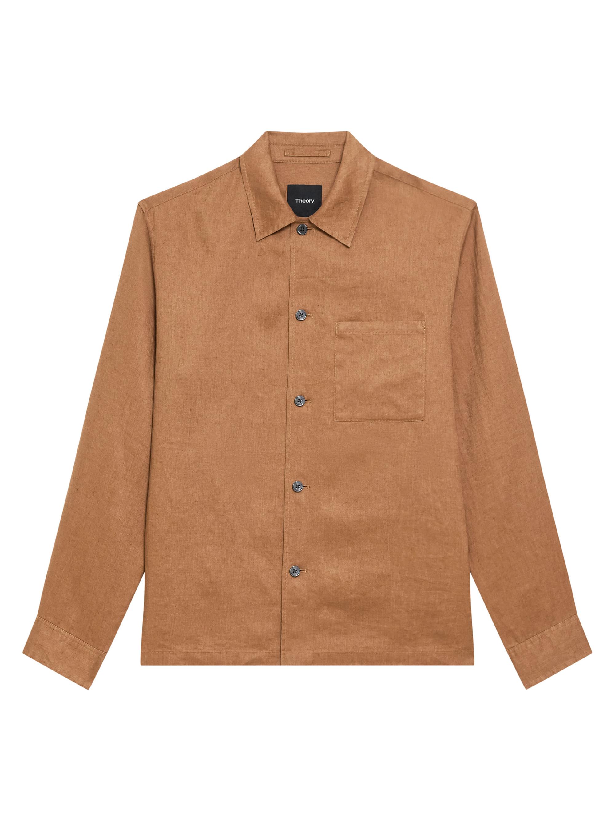 Theory Men's Linen Relaxed-Fit Button-Front Shirt - Black