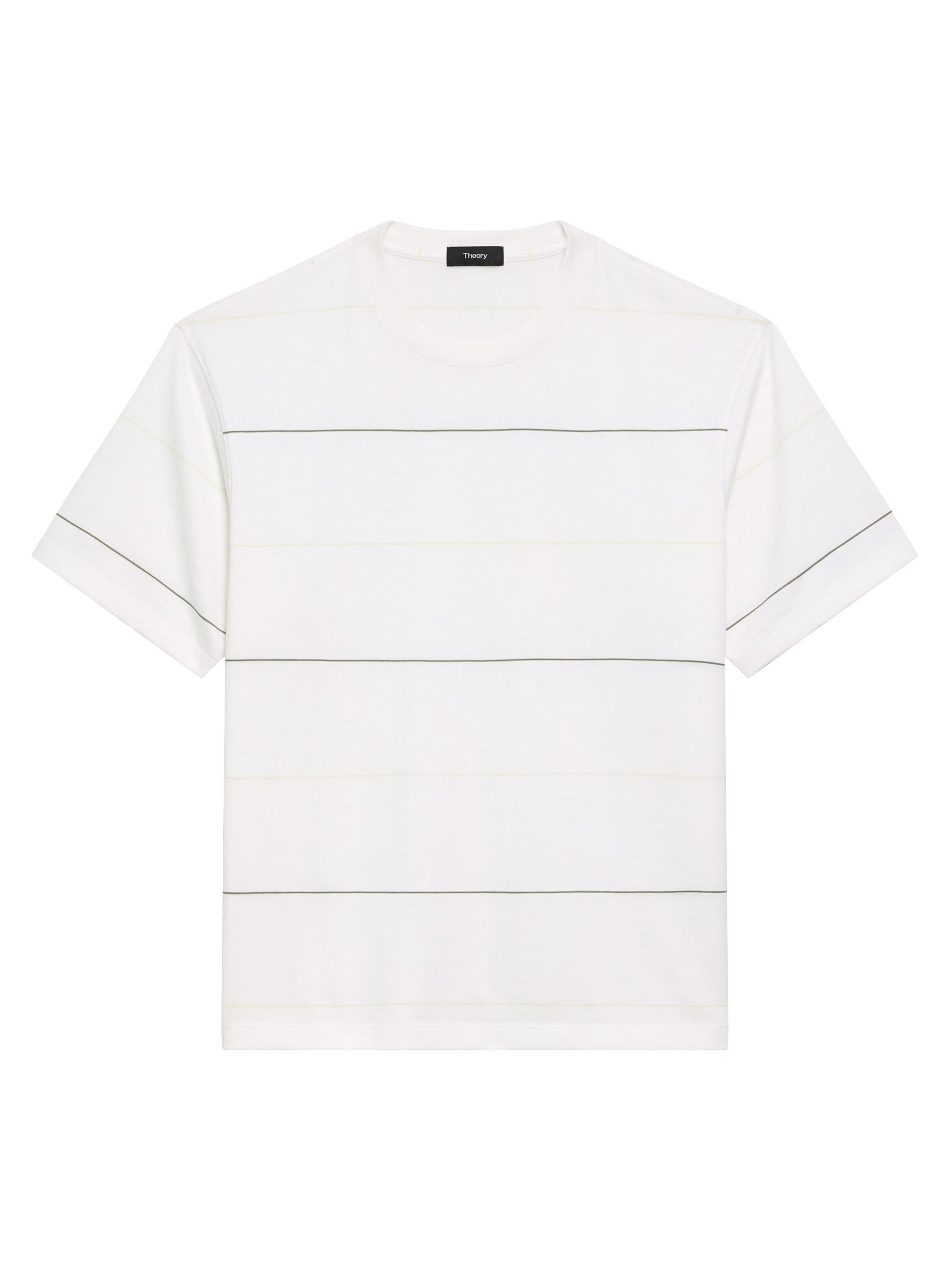 Theory Men's Wide-Stripe Cotton Crewneck T-Shirt - White Multi