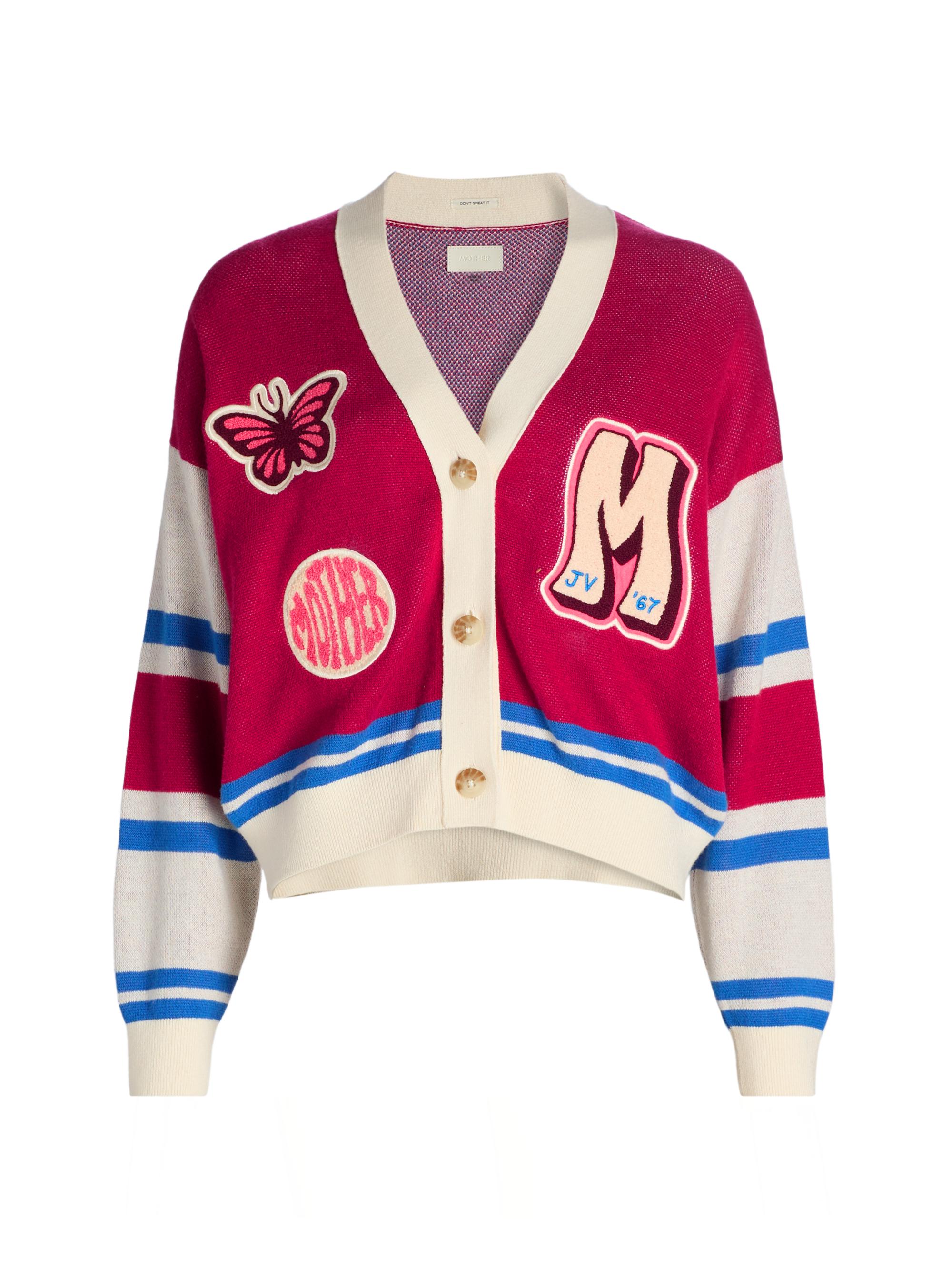 leinwande Mama's Patchwork Cardigan モヘヤ Mother The Boxy Colorblocked Graphic Cardigan | Saks Fifth Avenue