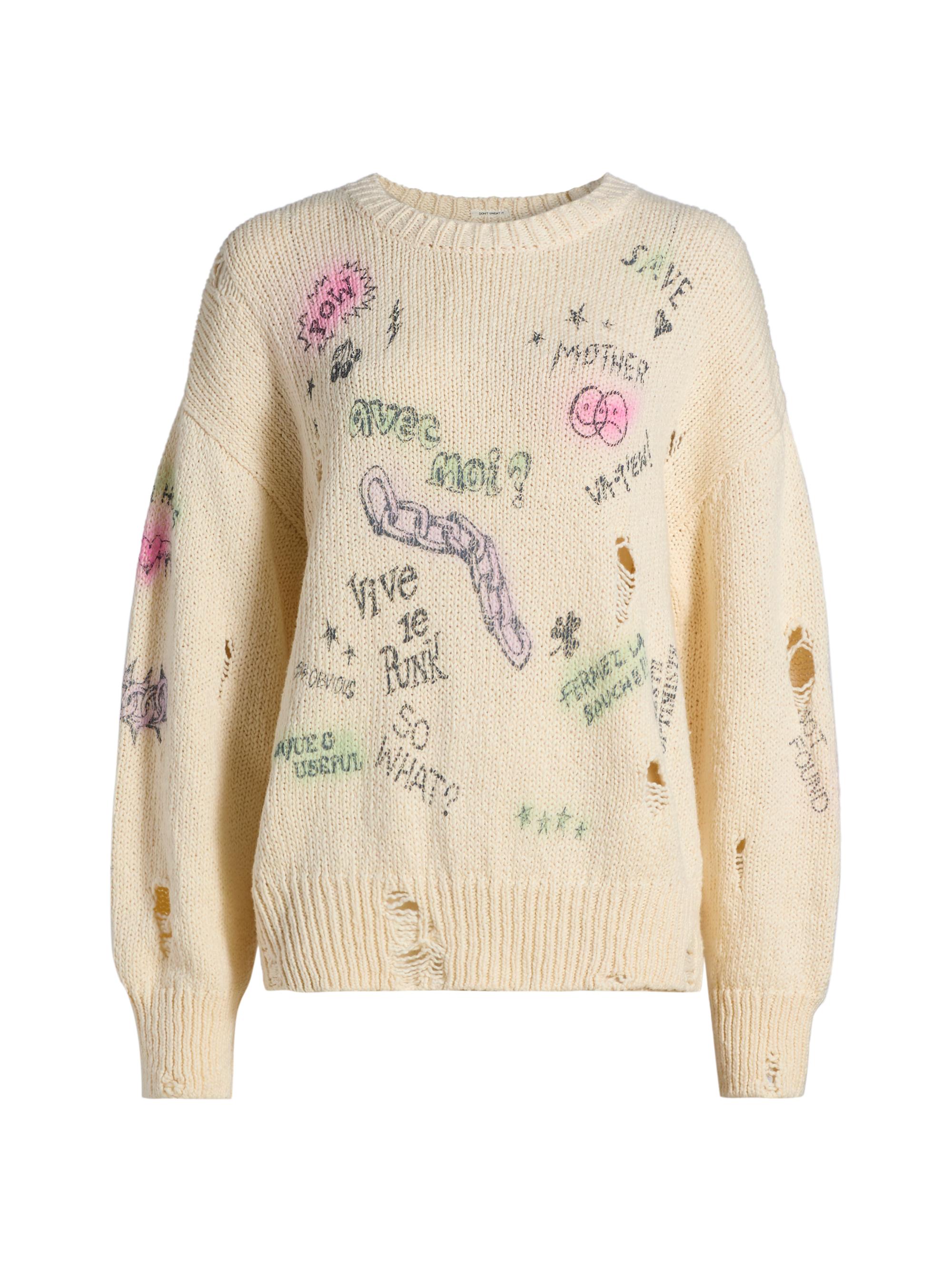 Mother Women's The Biggie Printed Knit Crewneck Sweater - Vive Le Punk