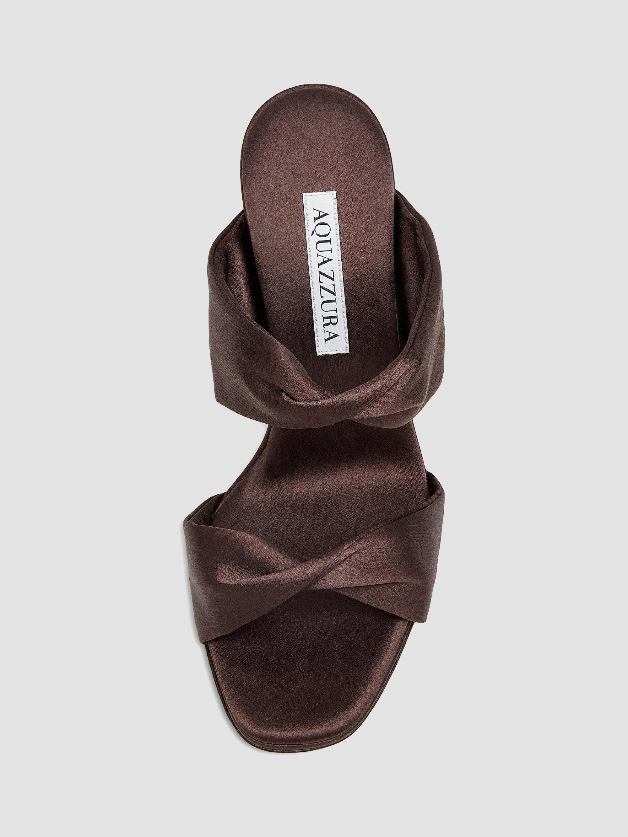 Aquazzura Twist 75MM Satin Slip-On Sandals | Saks Fifth Avenue