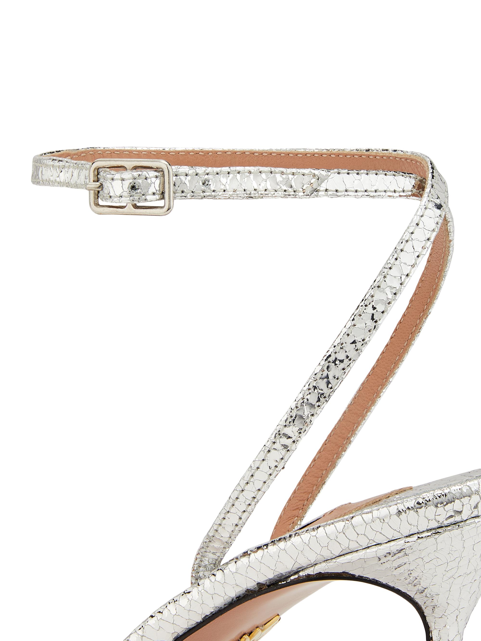 Aquazzura Tell Me 85MM Strappy Metallic Leather Sandals | Saks