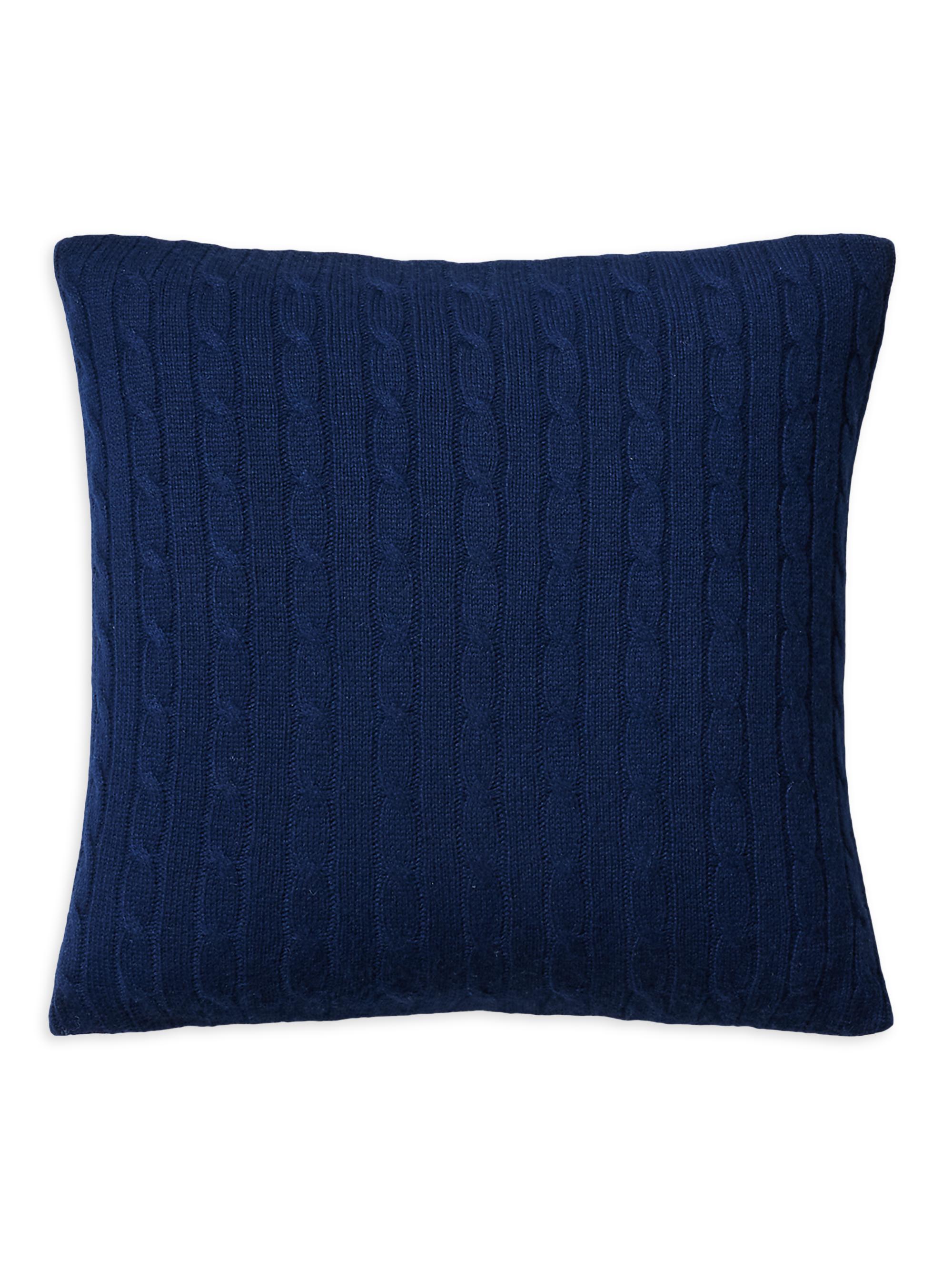 Ralph Lauren Cable-Knit Cashmere Throw Pillow - Polo Navy