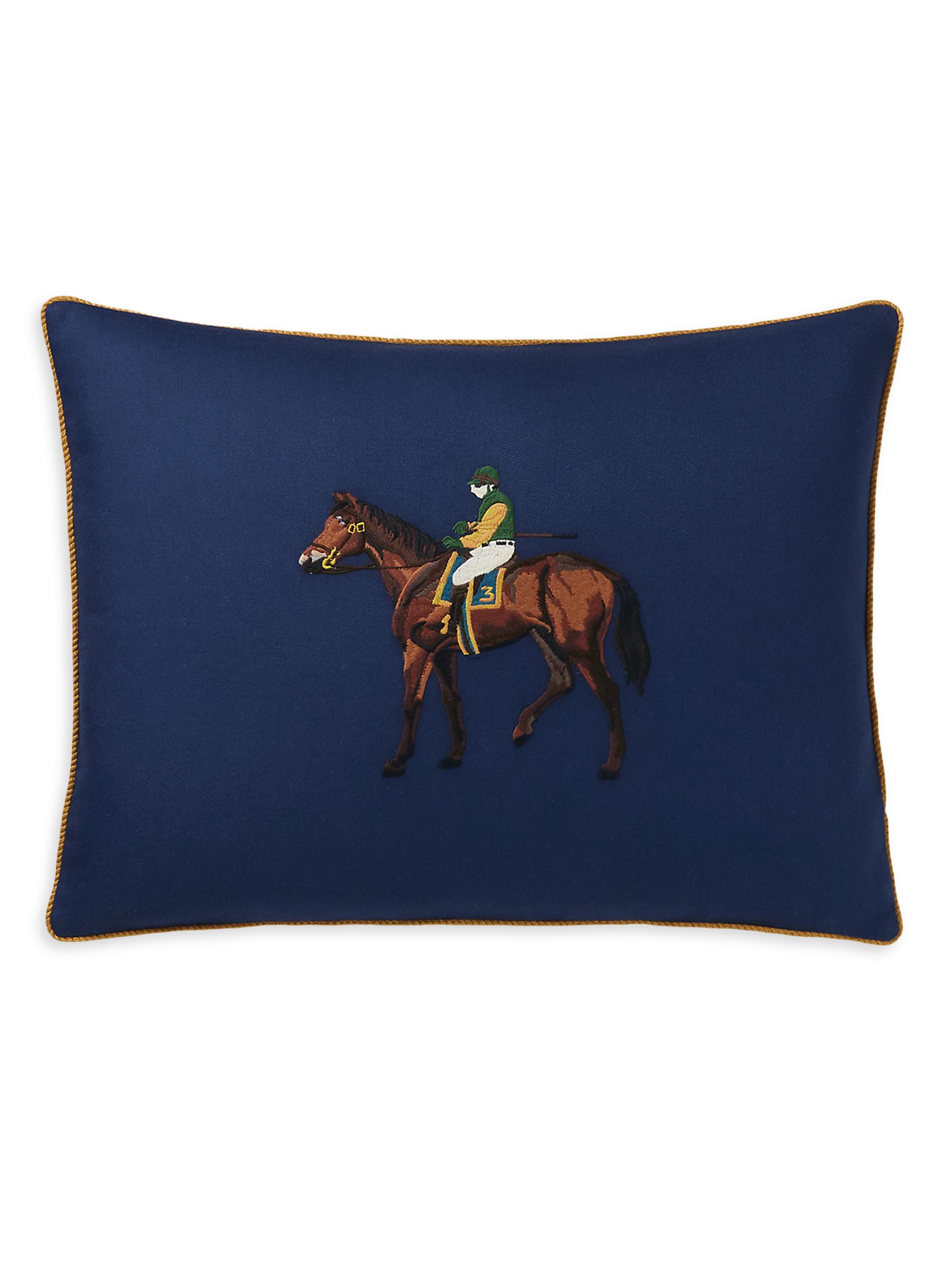 Ralph Lauren Gale Cotton-Wool Equestrian Throw Pillow - True Navy