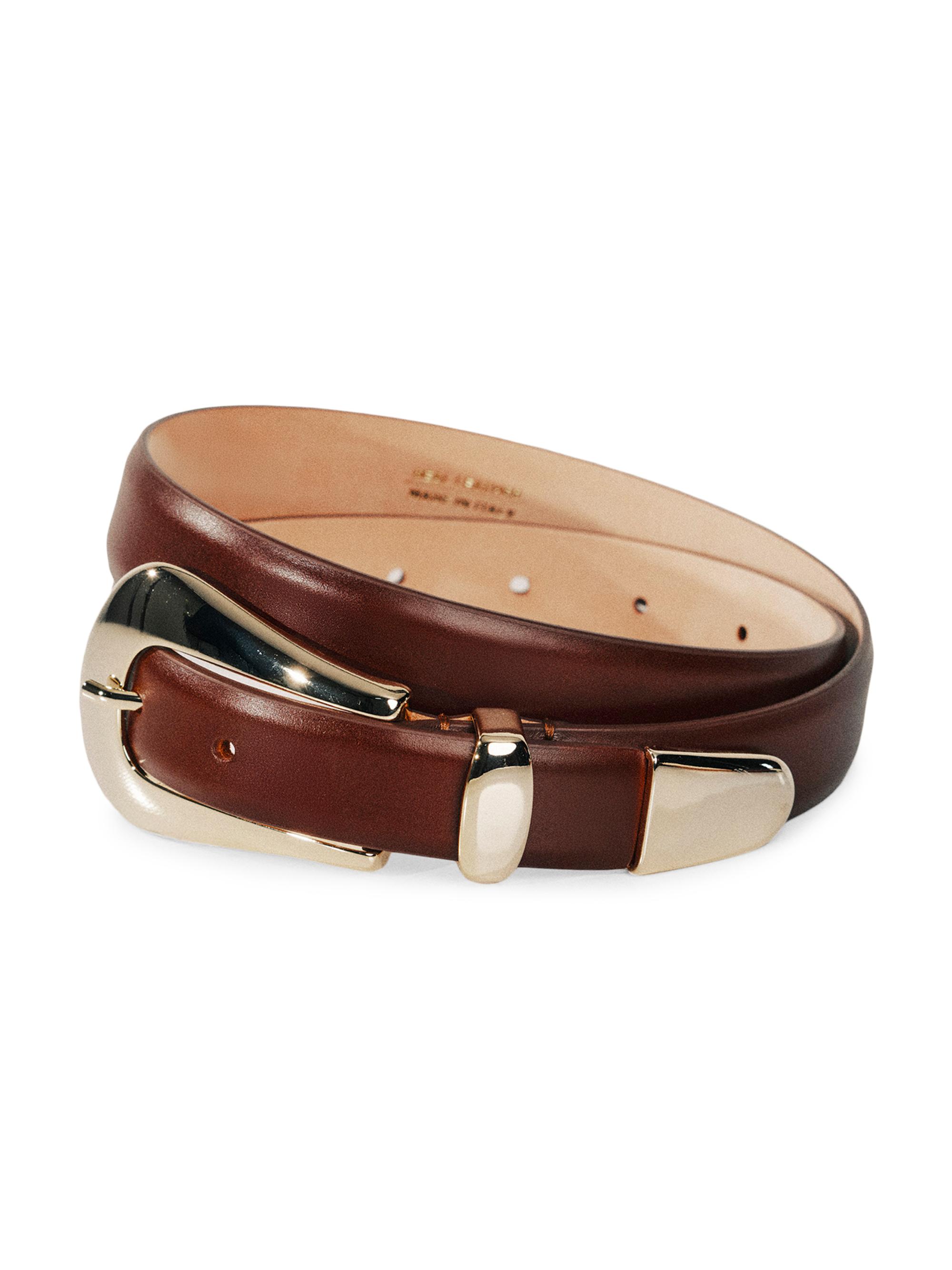 Déhanche Women's Colette Leather Belt - Mahogany Pale Gold
