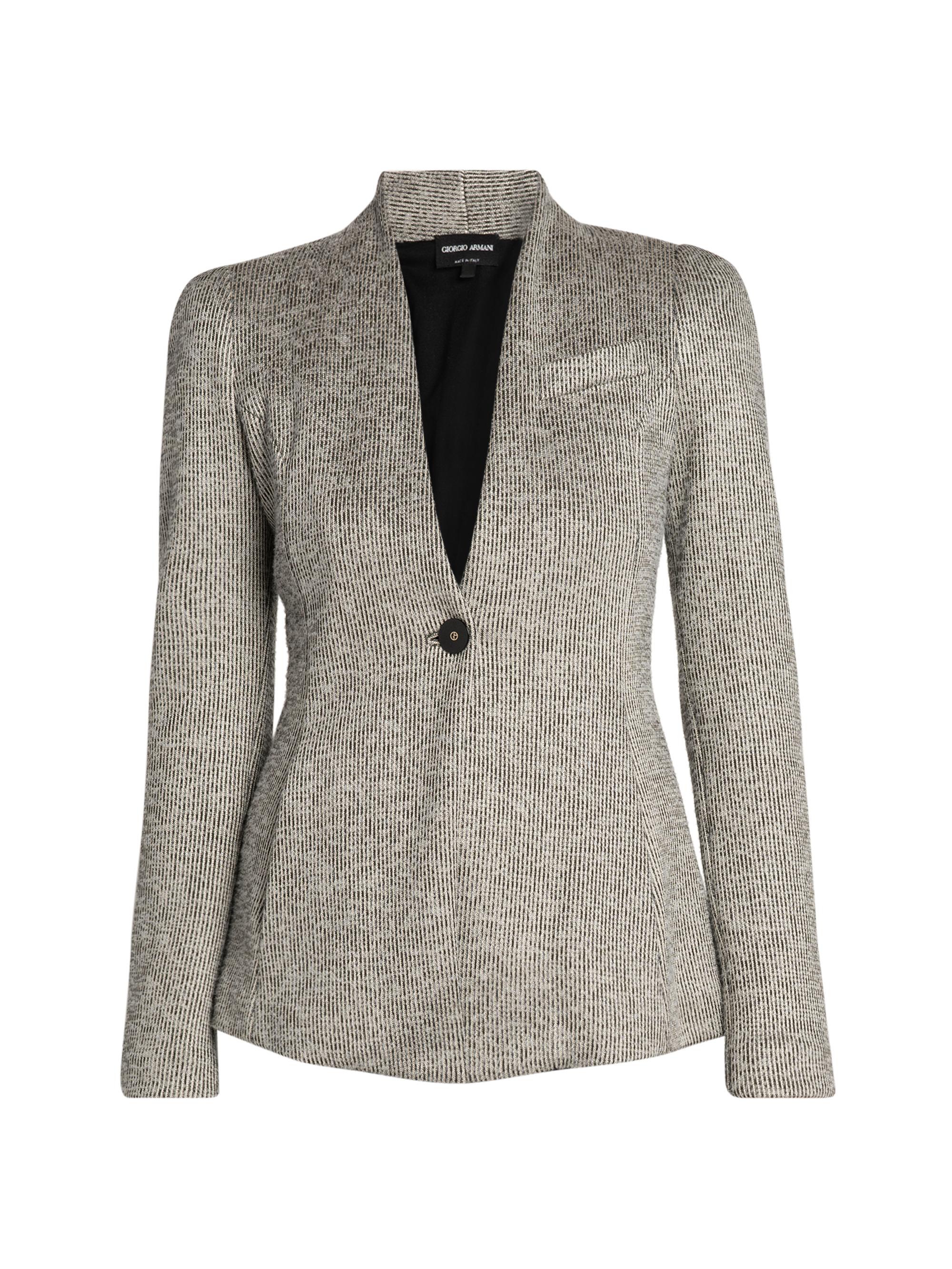 Giorgio Armani Women's Textured One-Button Blazer - Gessato Beige