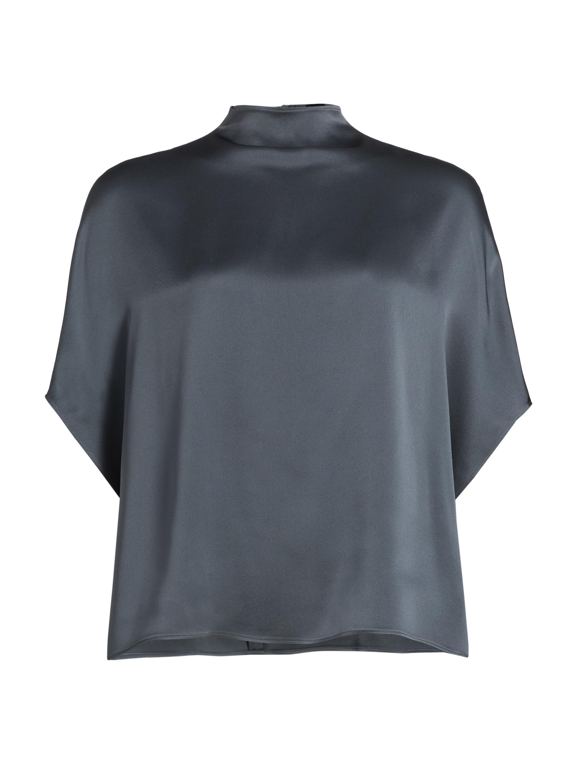 LaPointe Women's Satin Cape Top - Gray Blue