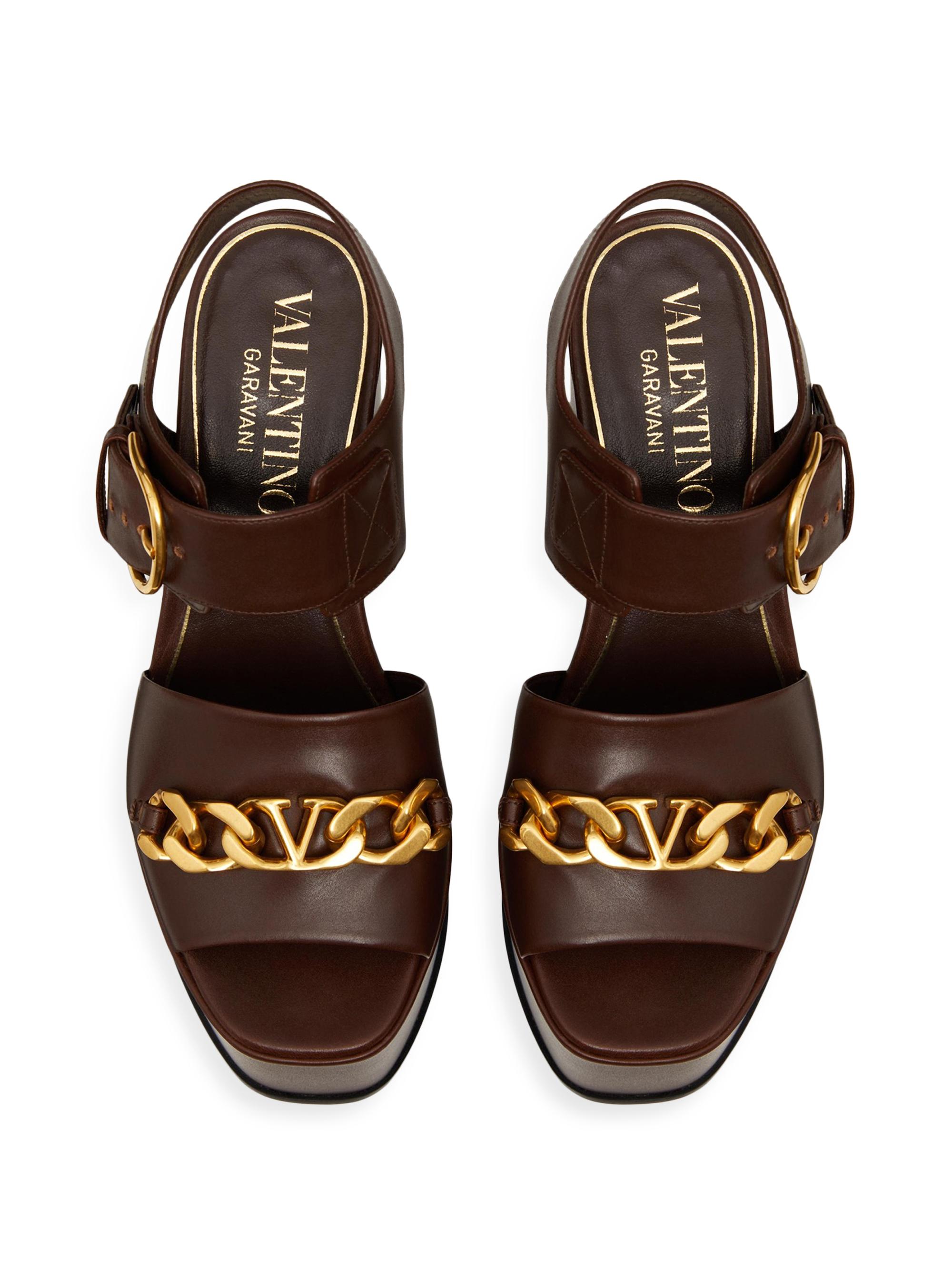 Valentino Garavani VLogo Chain Calfskin 130MM Platform Sandals