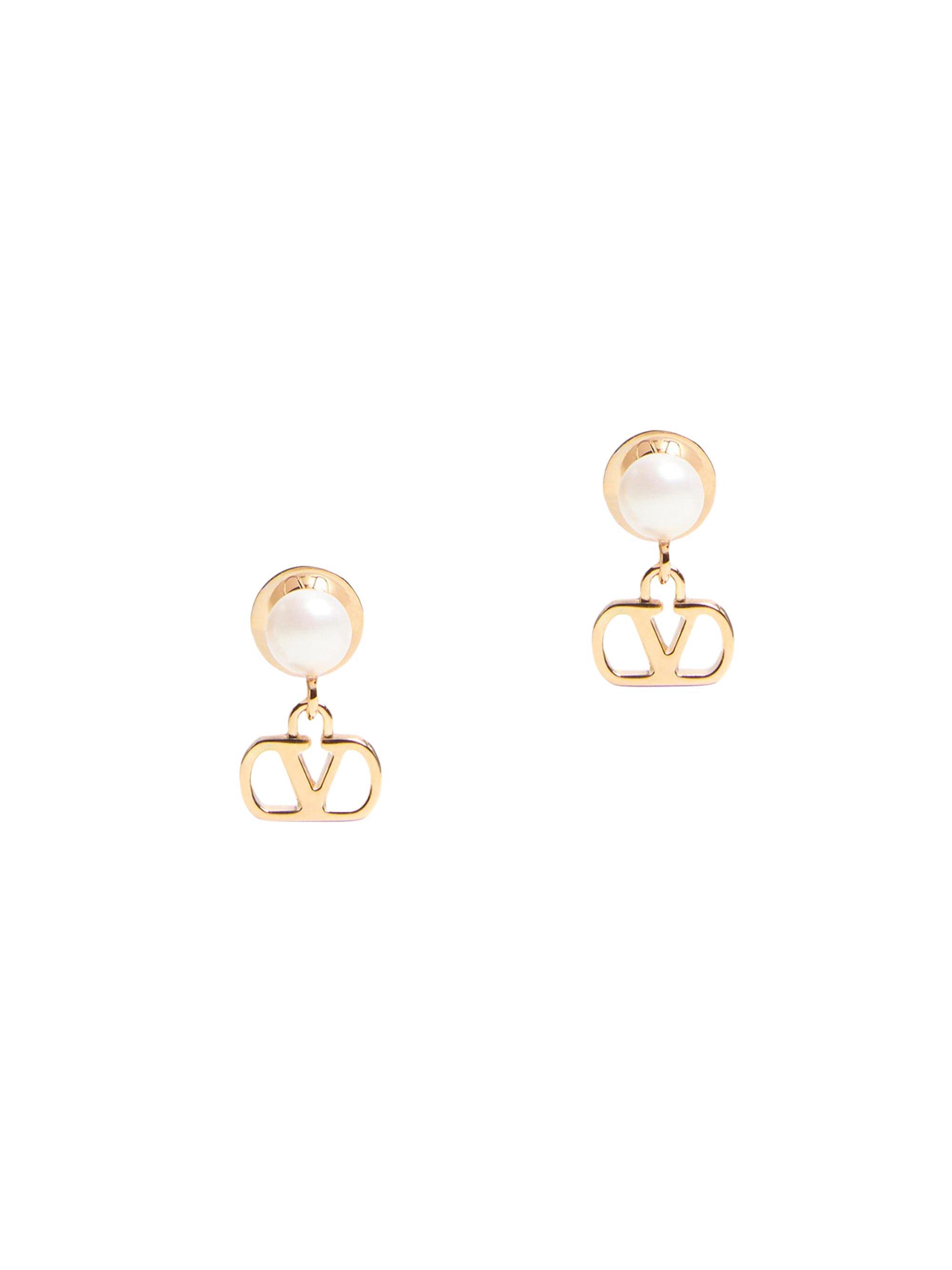Valentino Garavani VLogo Signature Metal and Pearl Earrings | Saks