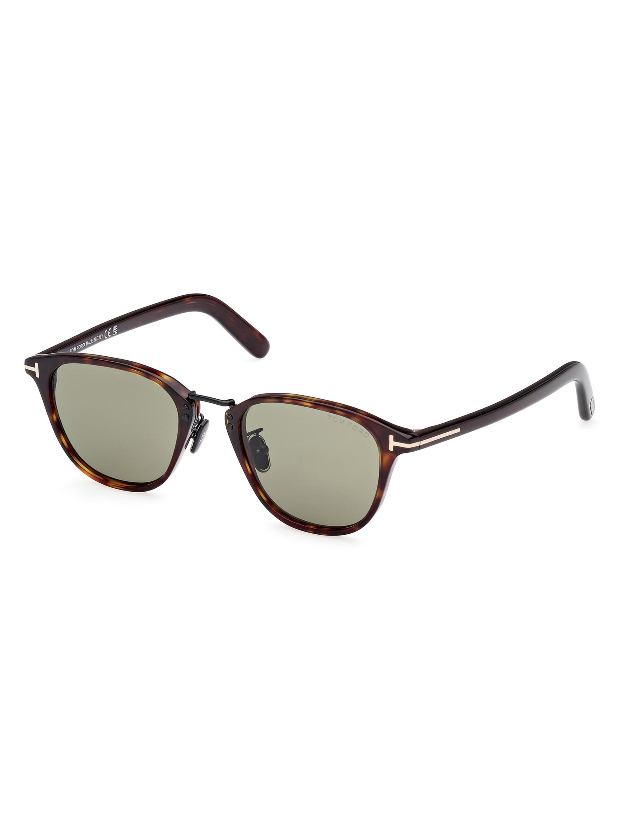 TOM FORD Men's 56MM Round Sunglasses - Dark Havana Green