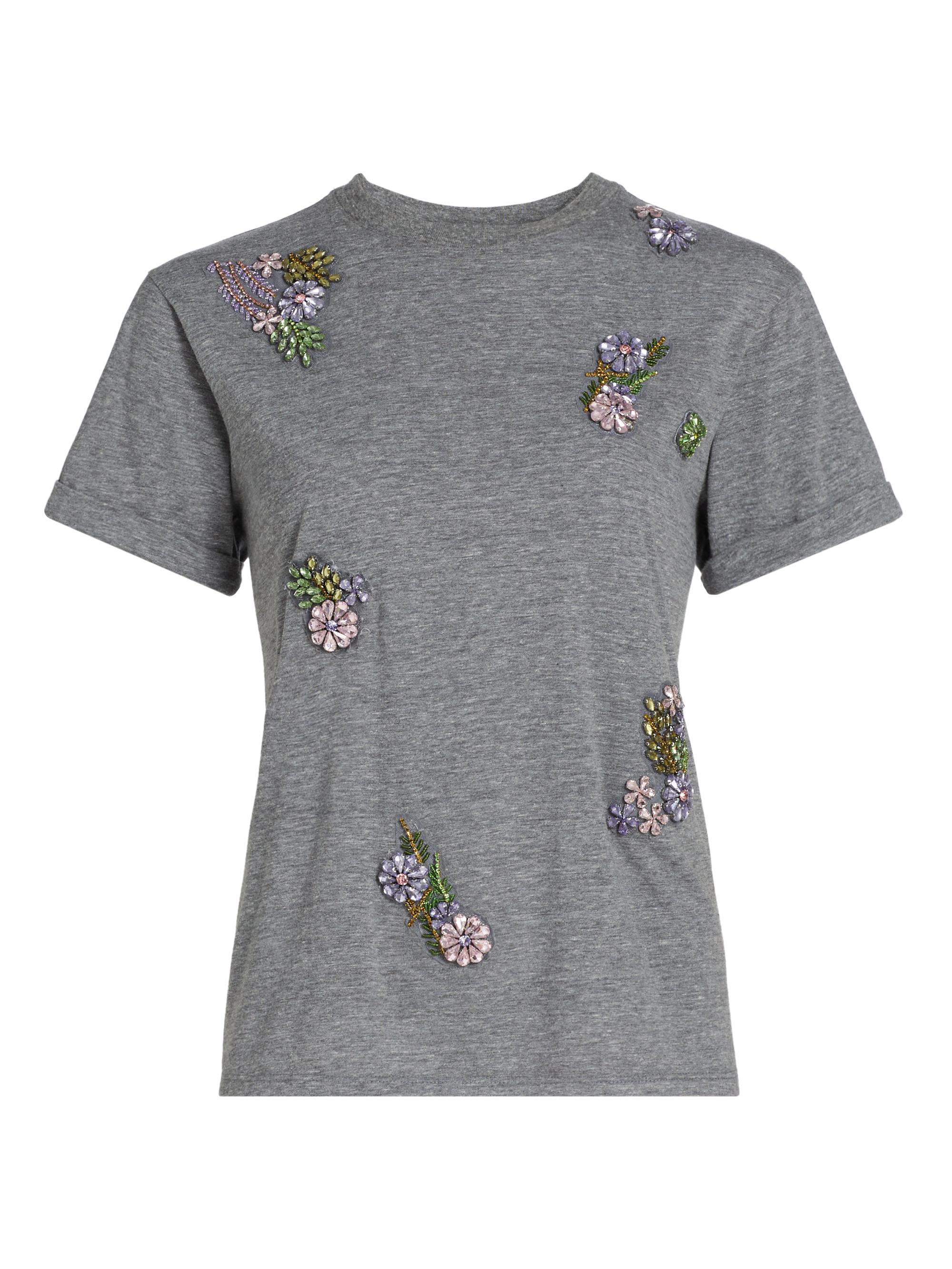 CINQ A SEPT Women's Crystal Ivy Shrunken Tee - Heather Grey Multi