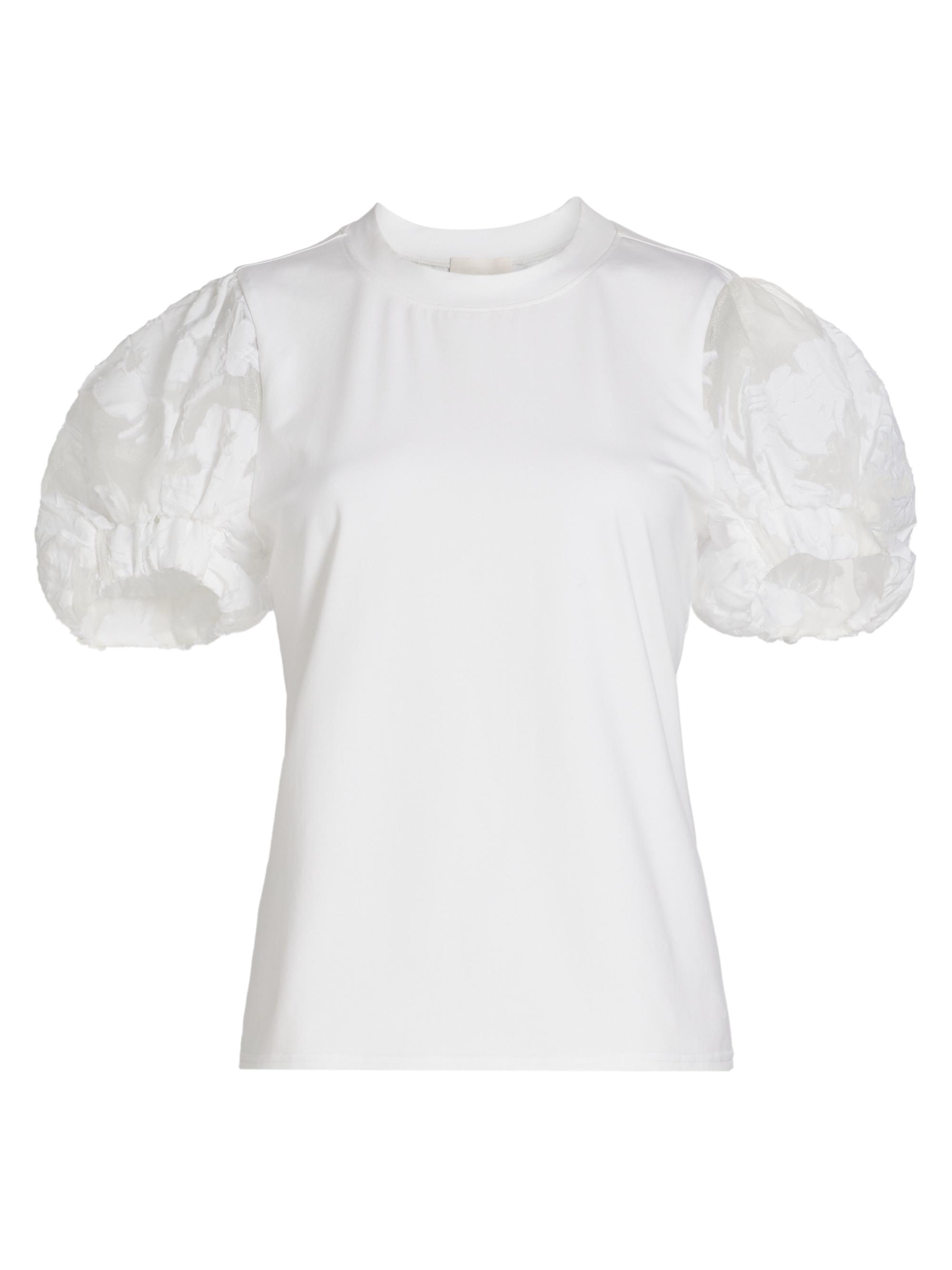 Cinq à Sept Women's Paper Floral Organza Yashi Top - White
