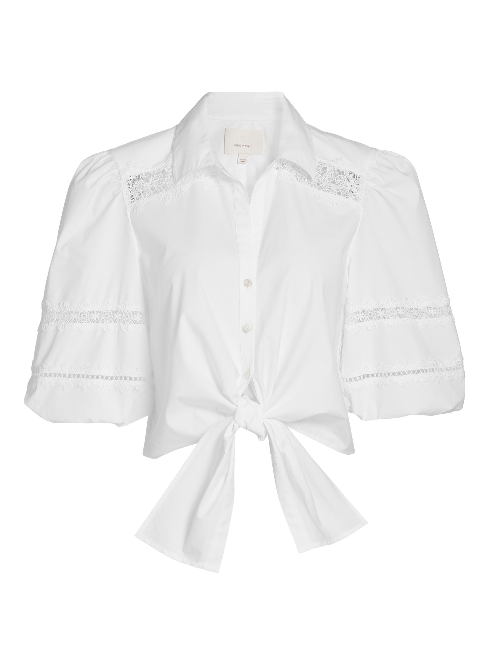 Staud Lisa Poplin Tie Crop Shirt | Saks Fifth Avenue