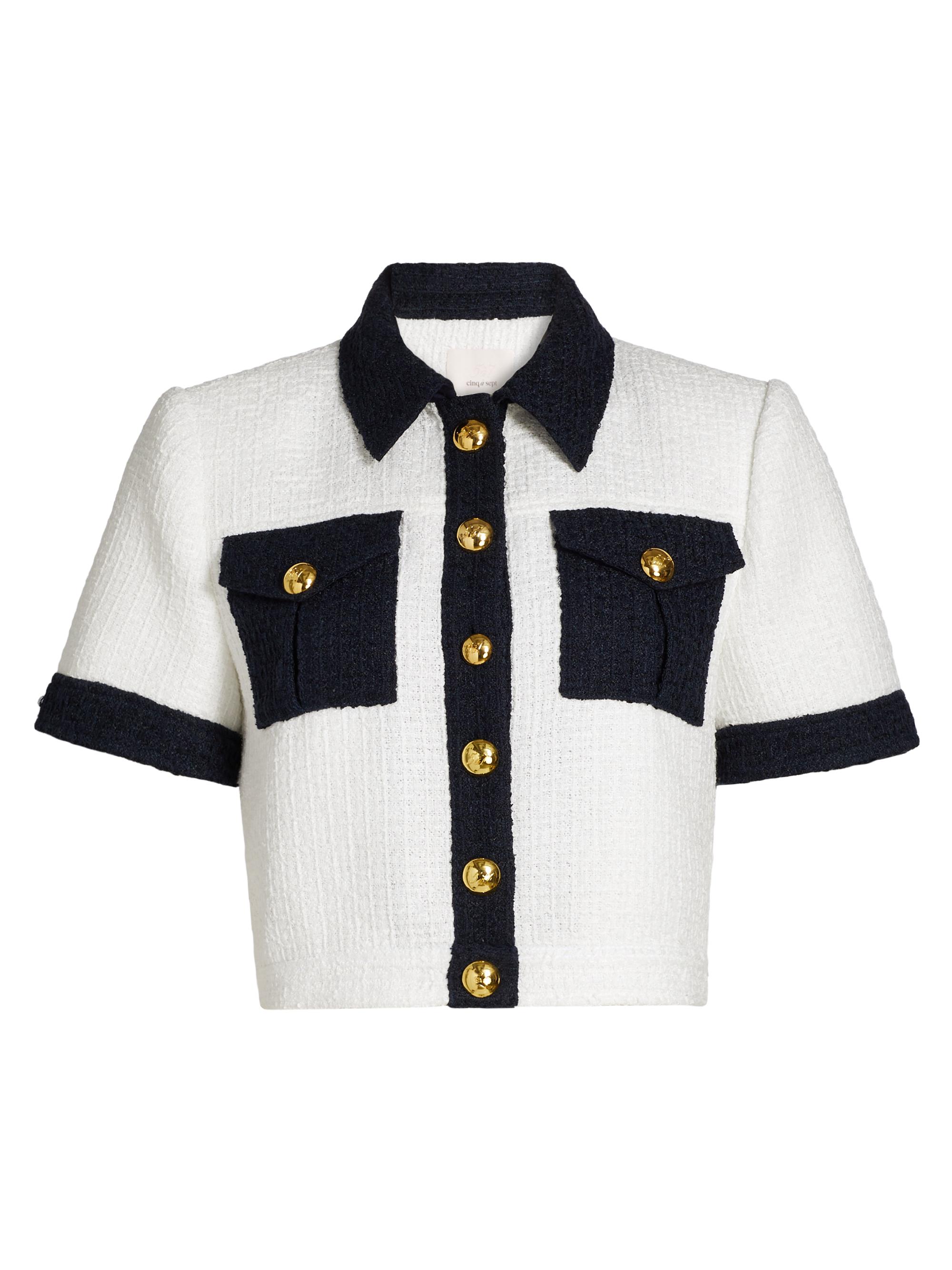 ns525  Cinq à Sept Nissy Bicolor Tweed Cropped Jacket | Saks Fifth Avenue