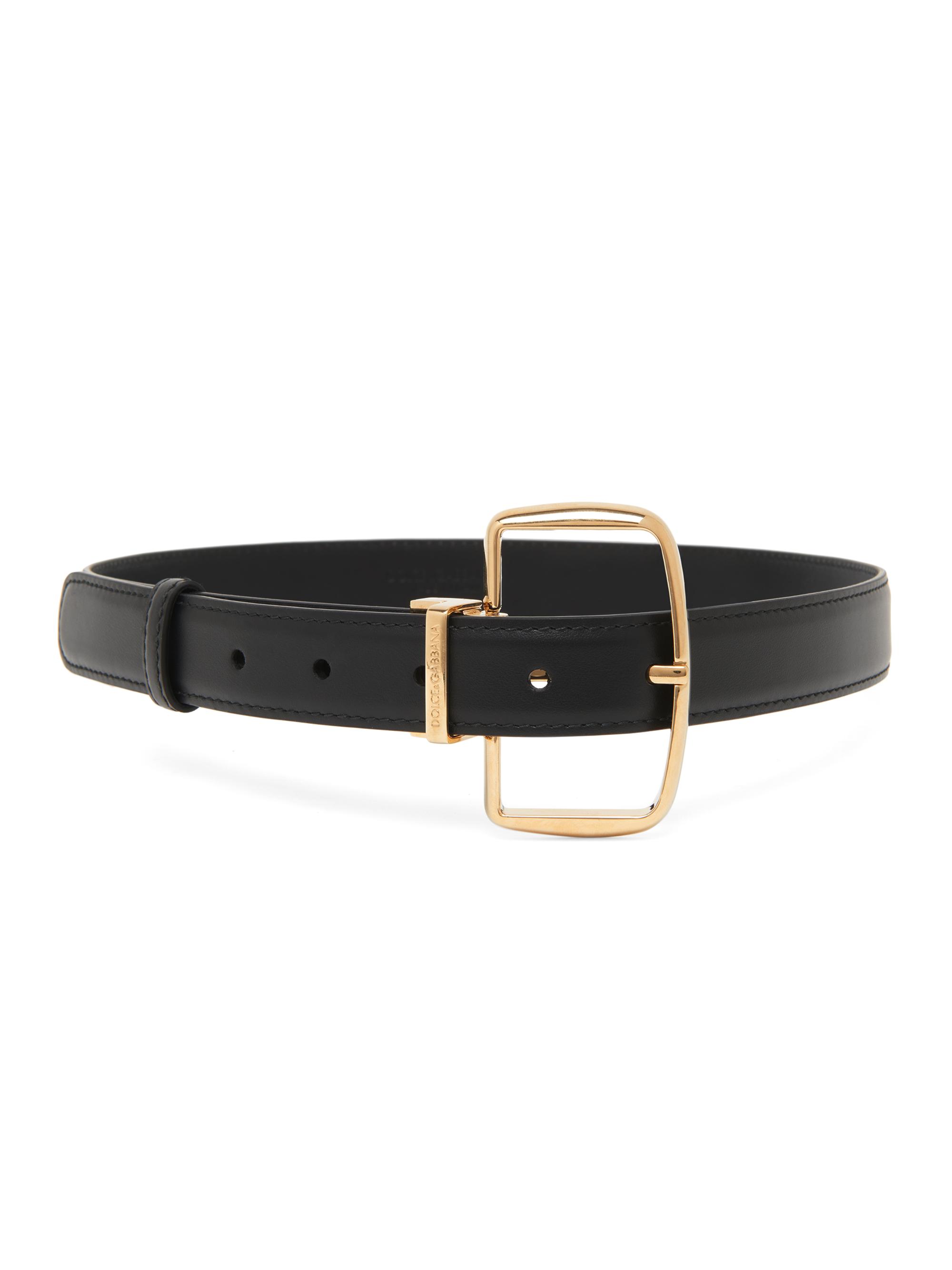 Dolce & Gabbana Women's Italian Tailoring Leather Frame Buckle Belt - Black