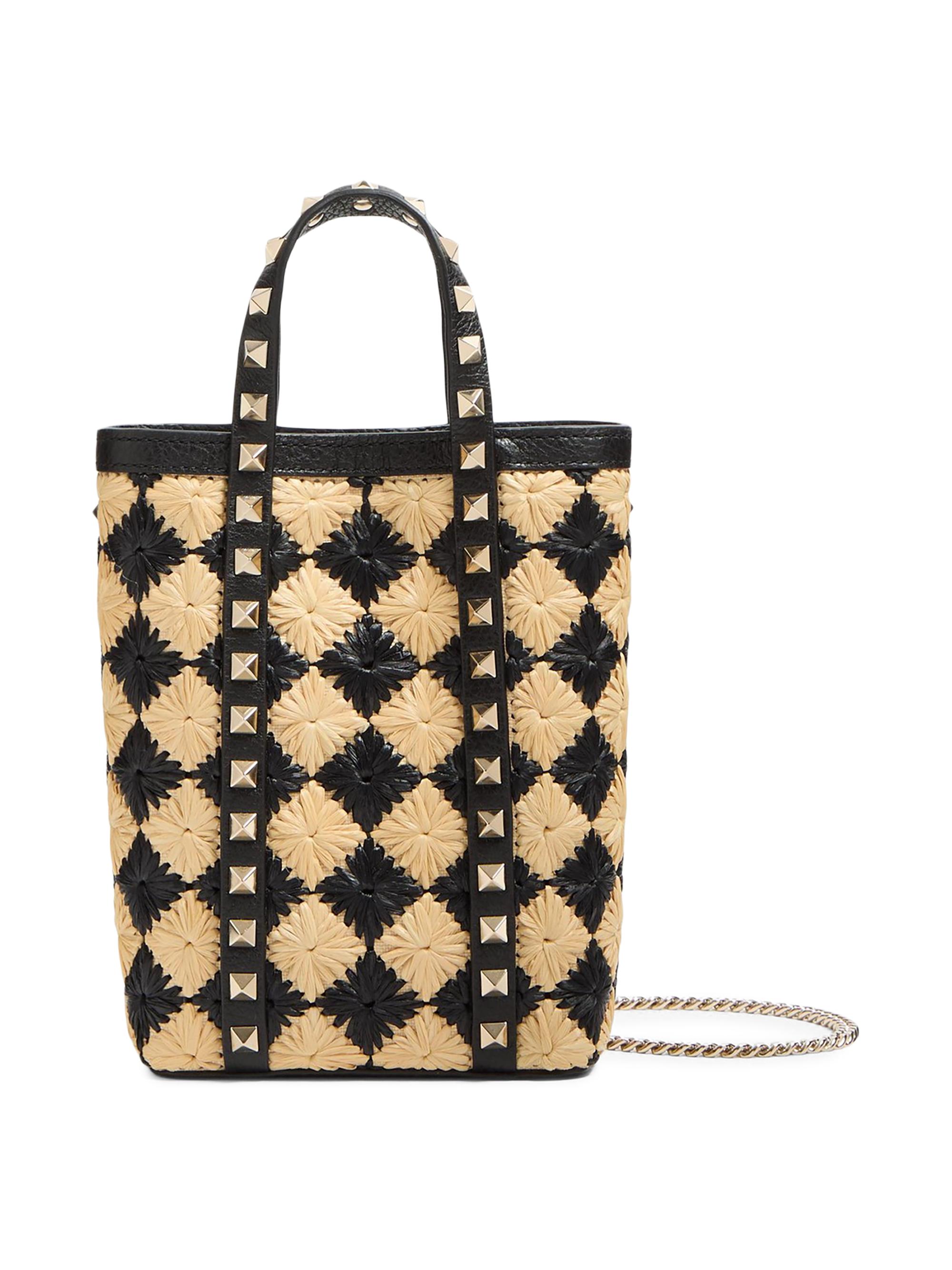 Valentino Garavani Mini Rockstud Raffia Shoulder Bag | Saks