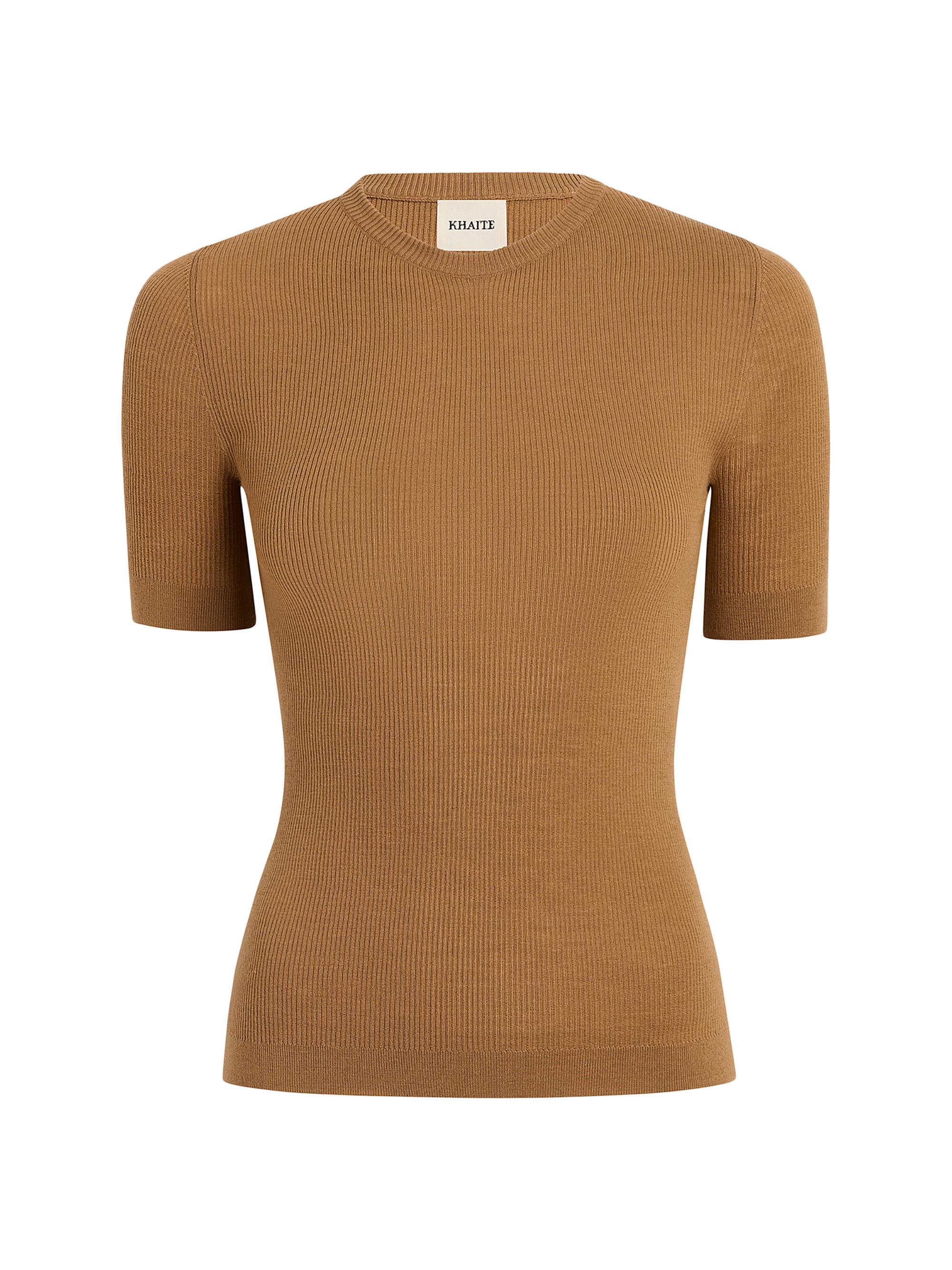 Khaite Women's Celina Ribbed Wool-Blend Top - Camel