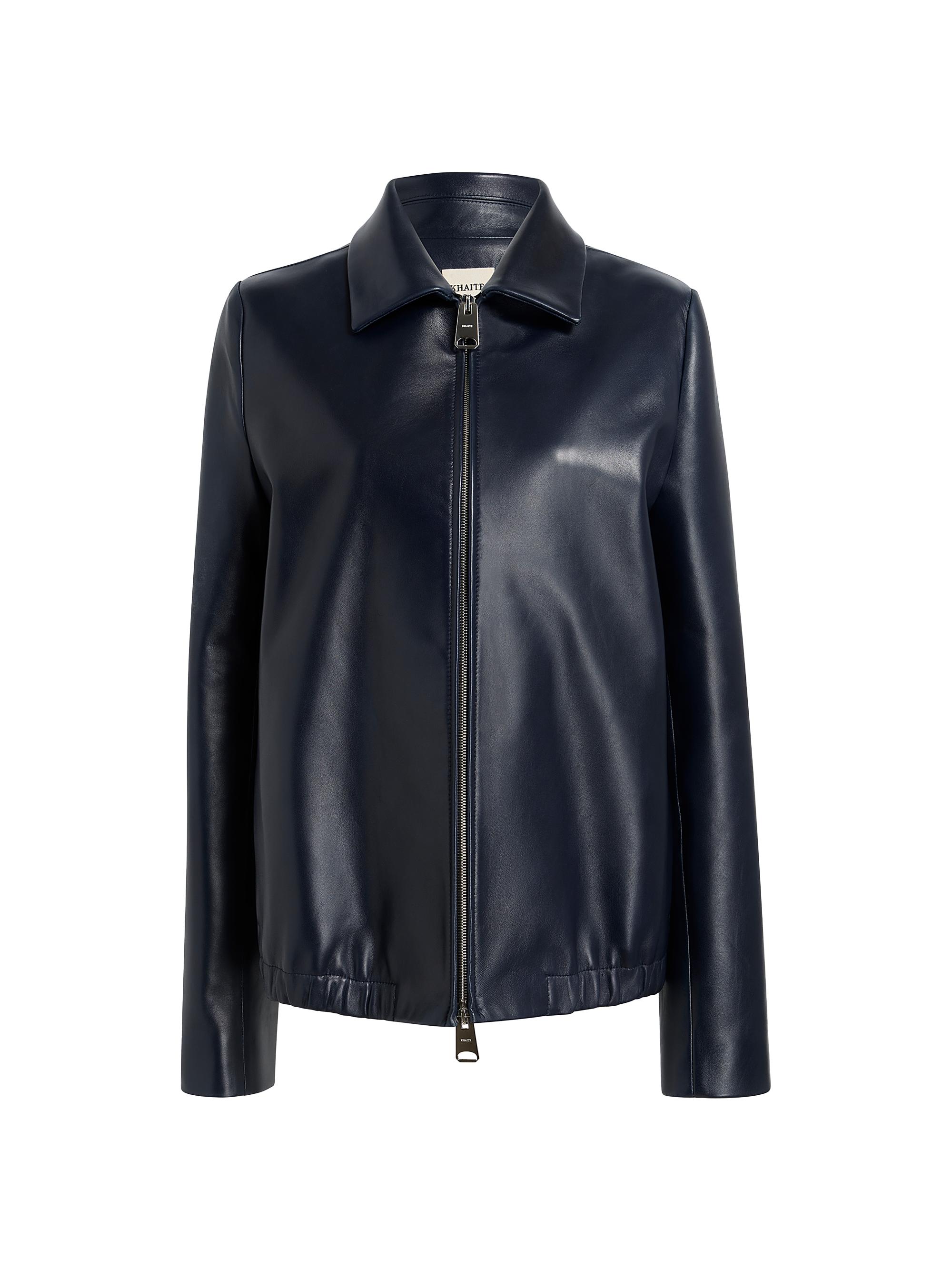 Khaite Women's Jackson Leather Jacket - Dark Navy