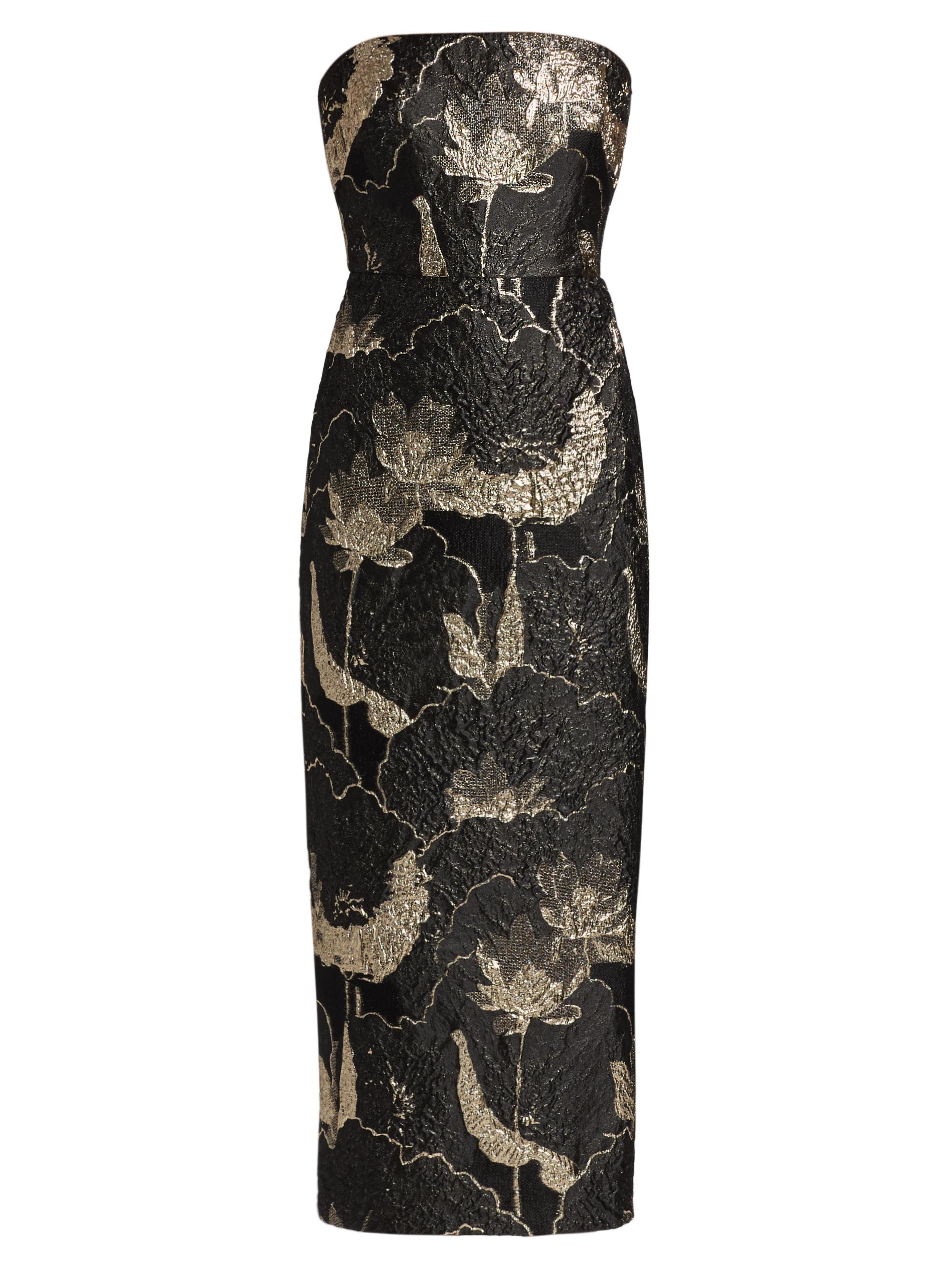 As It May Women's Allie Floral Jacquard Bandeau Gown - Black Gold