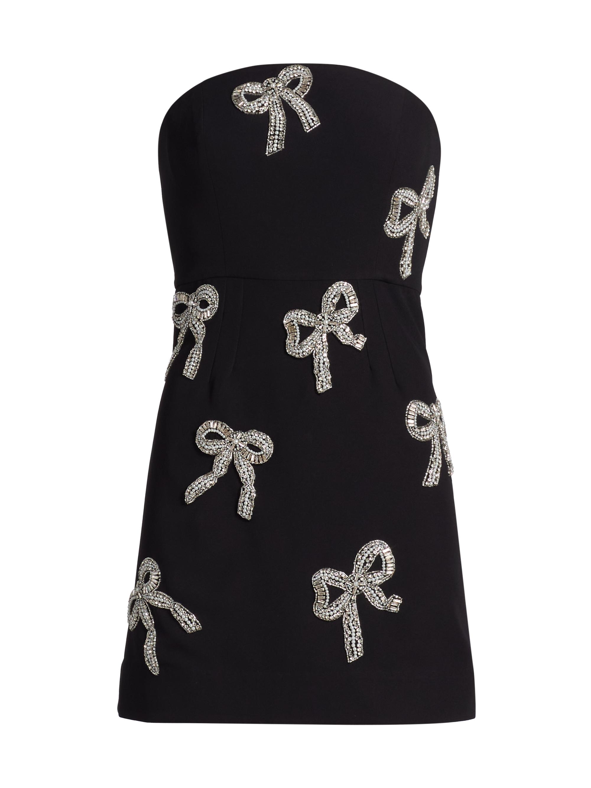 As It May Women's Sienna Crystal Bow Bandeau Minidress - Black