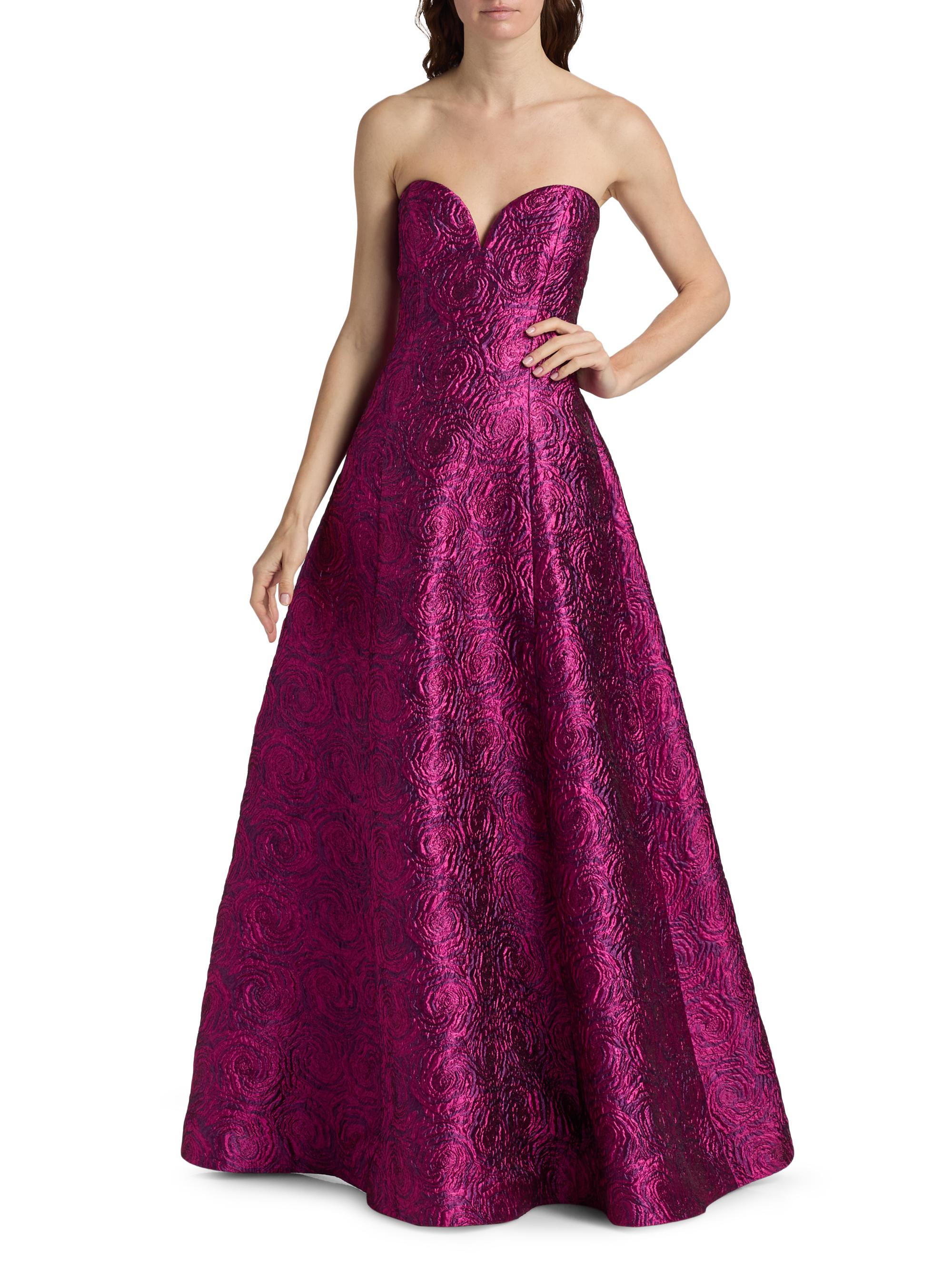 As It May Women's Mariana Jacquard Sweetheart Strapless Gown - Deep Fuchsia - Size Medium