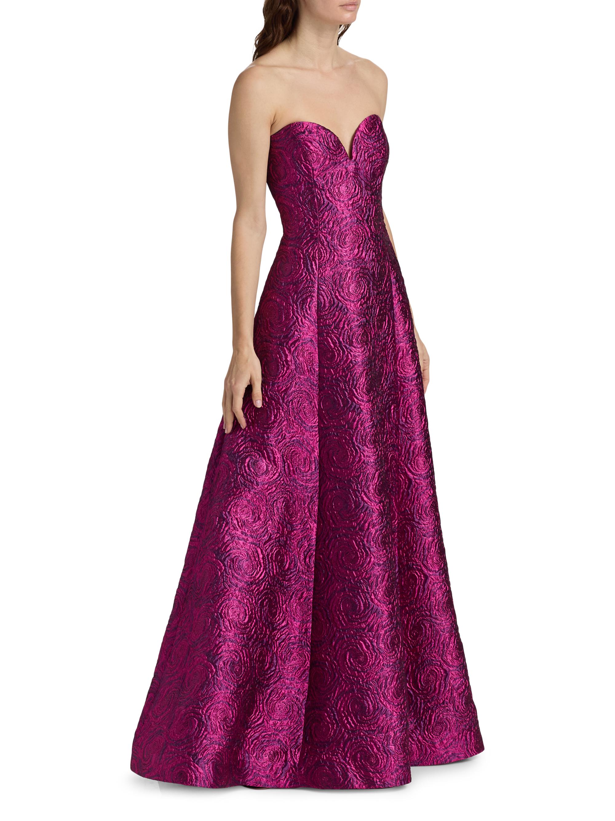 As It May Women's Mariana Jacquard Sweetheart Strapless Gown - Deep Fuchsia - Size Large