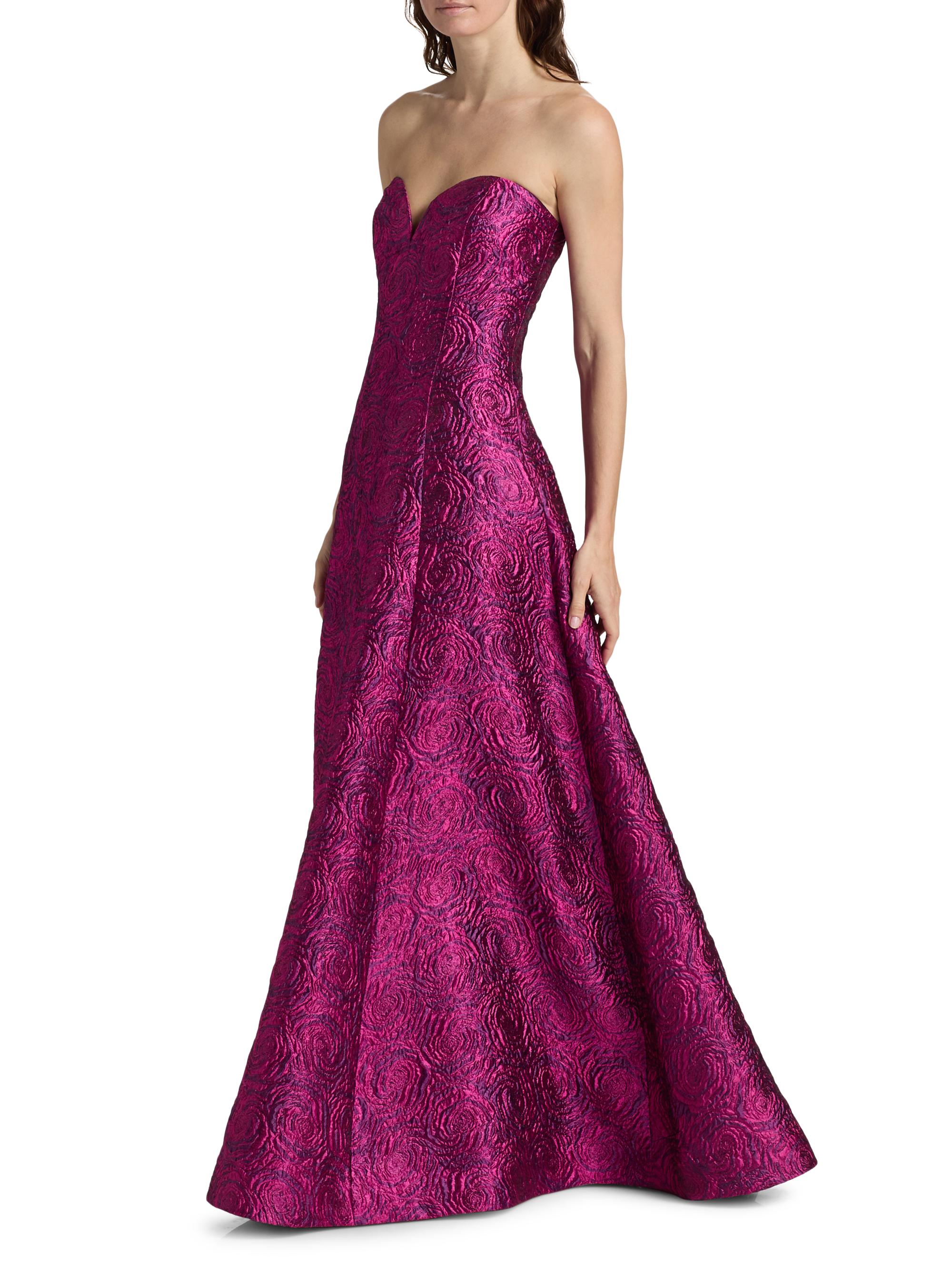 joya strapless sweetheart lam pleated a-line dress from saks fifth Joyceann Sweetheart Gown  AMUR