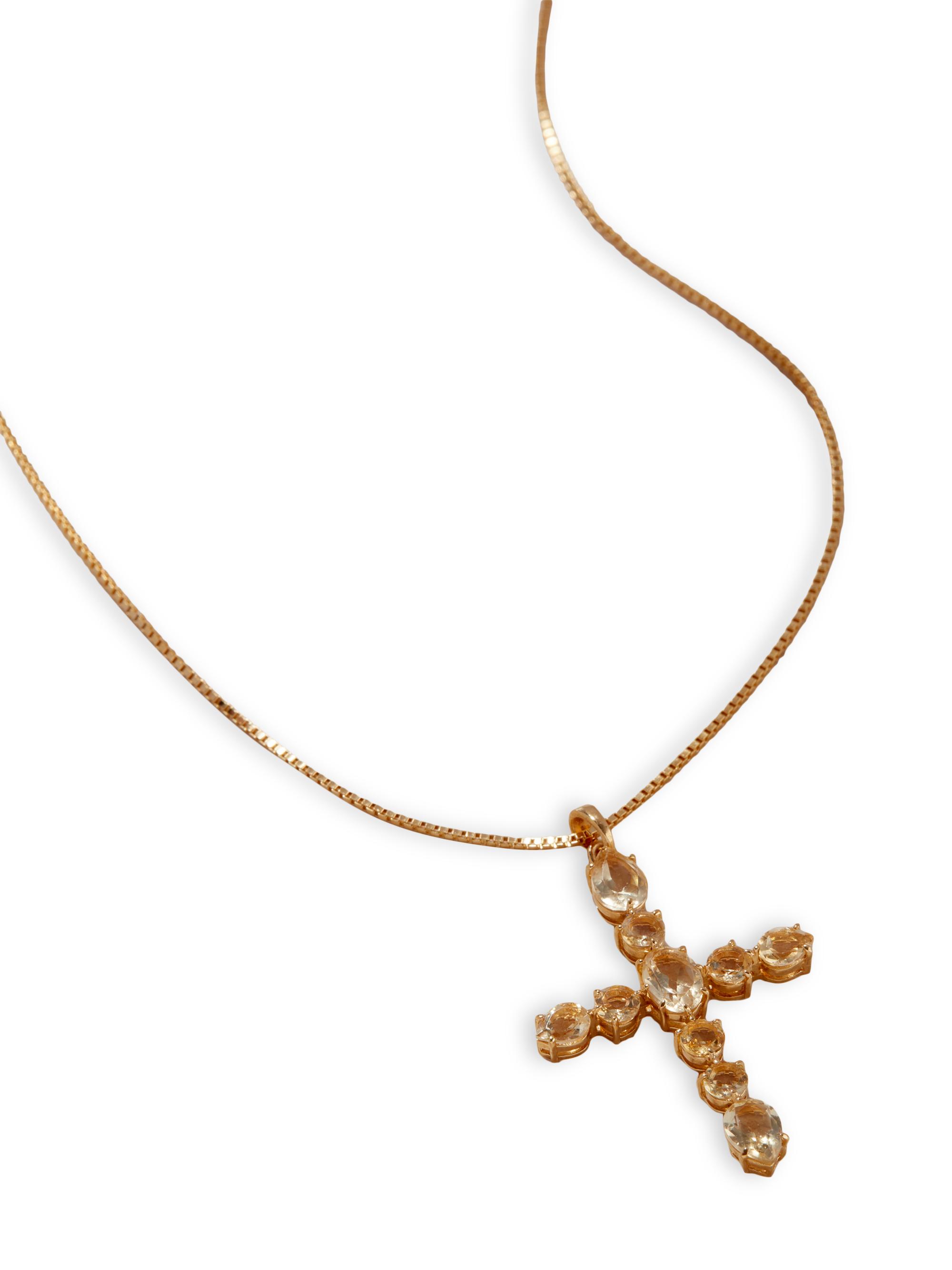 Luv AJ Women's The Isabella 18K-Gold-Plated & Citrine Cross Necklace - Gold