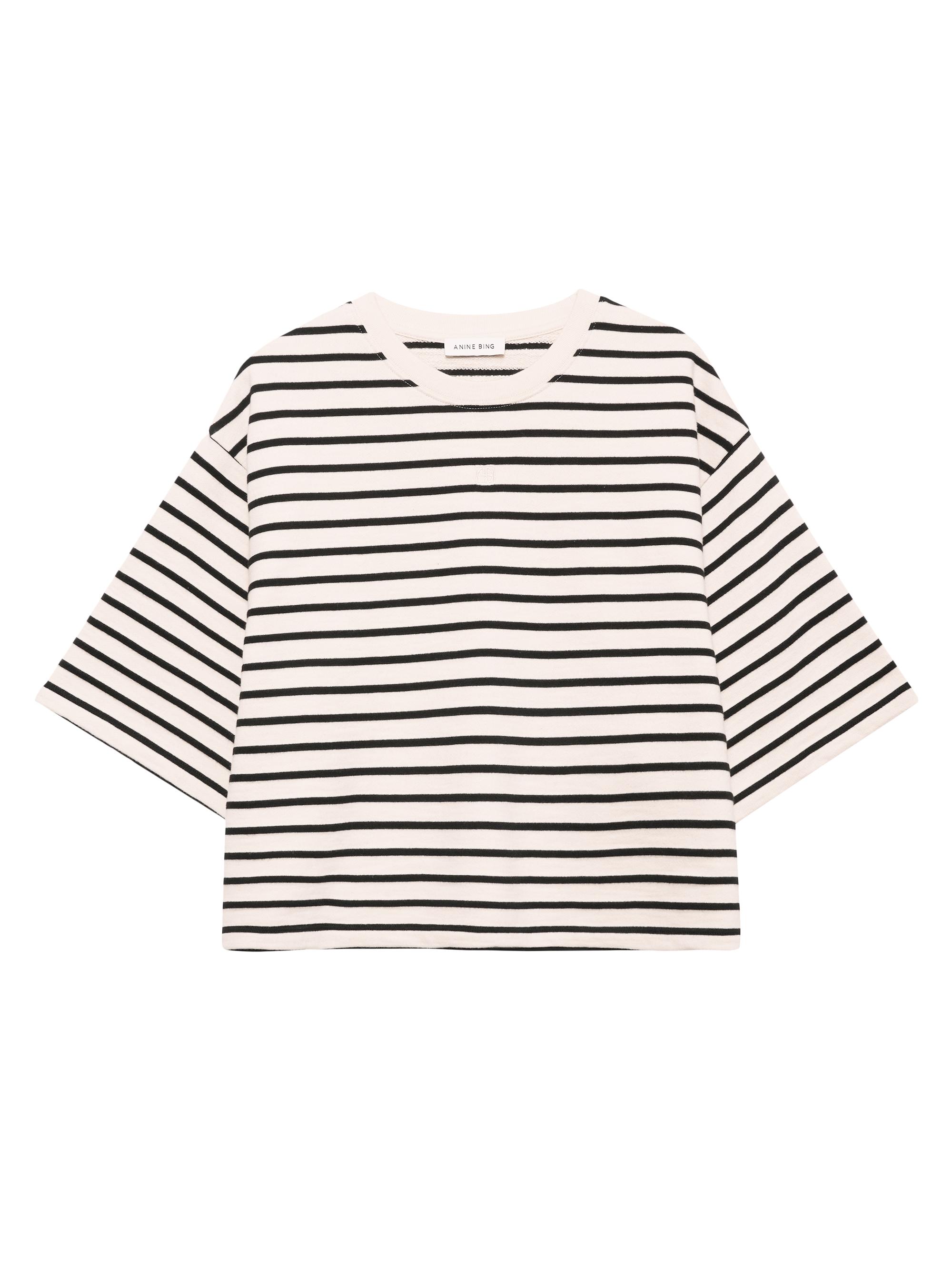Anine Bing Women's Myers Striped Cropped T-Shirt - Black Stripe French Terry