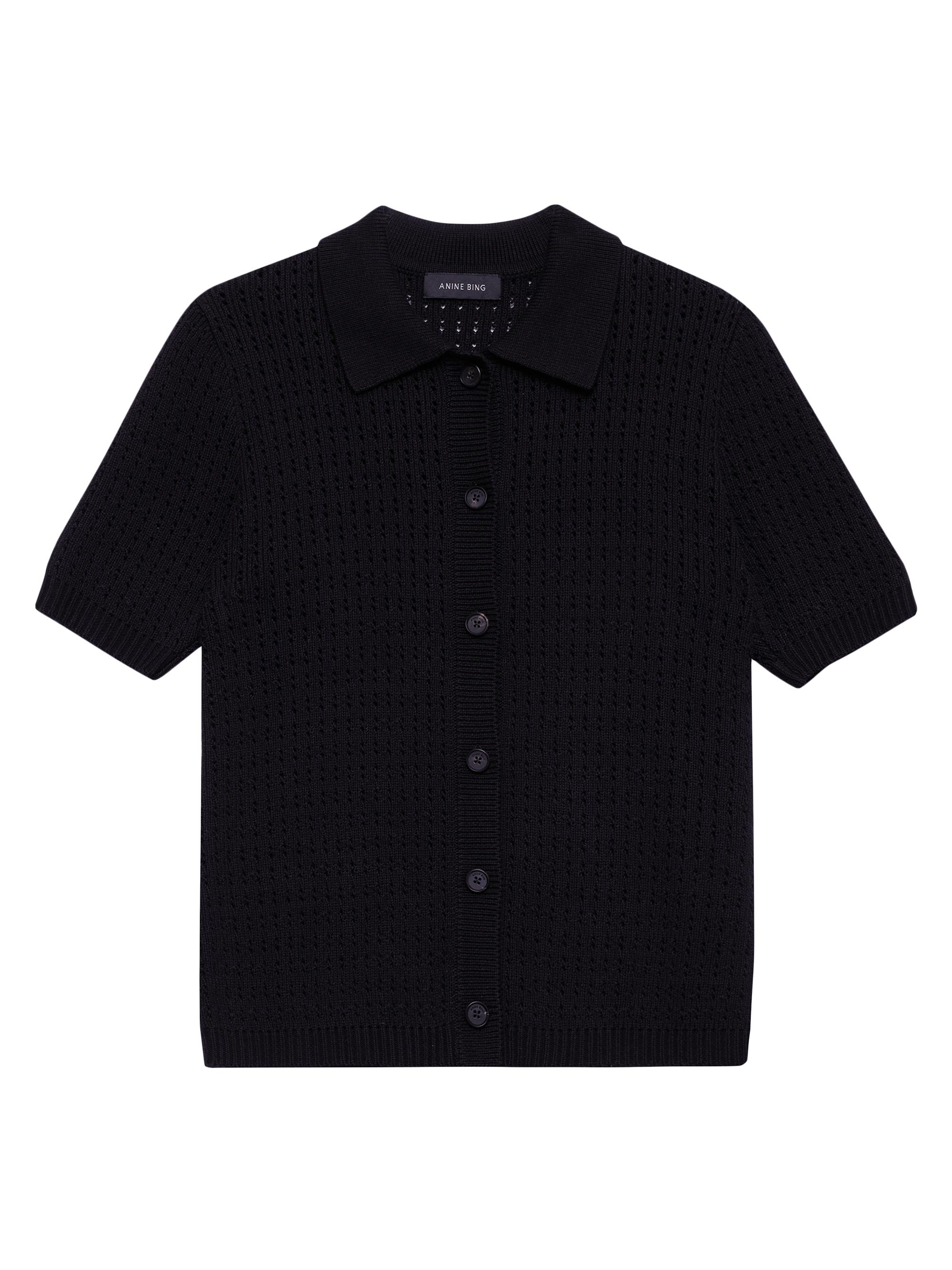 Anine Bing Women's Alexis Sweater Polo Shirt - Black