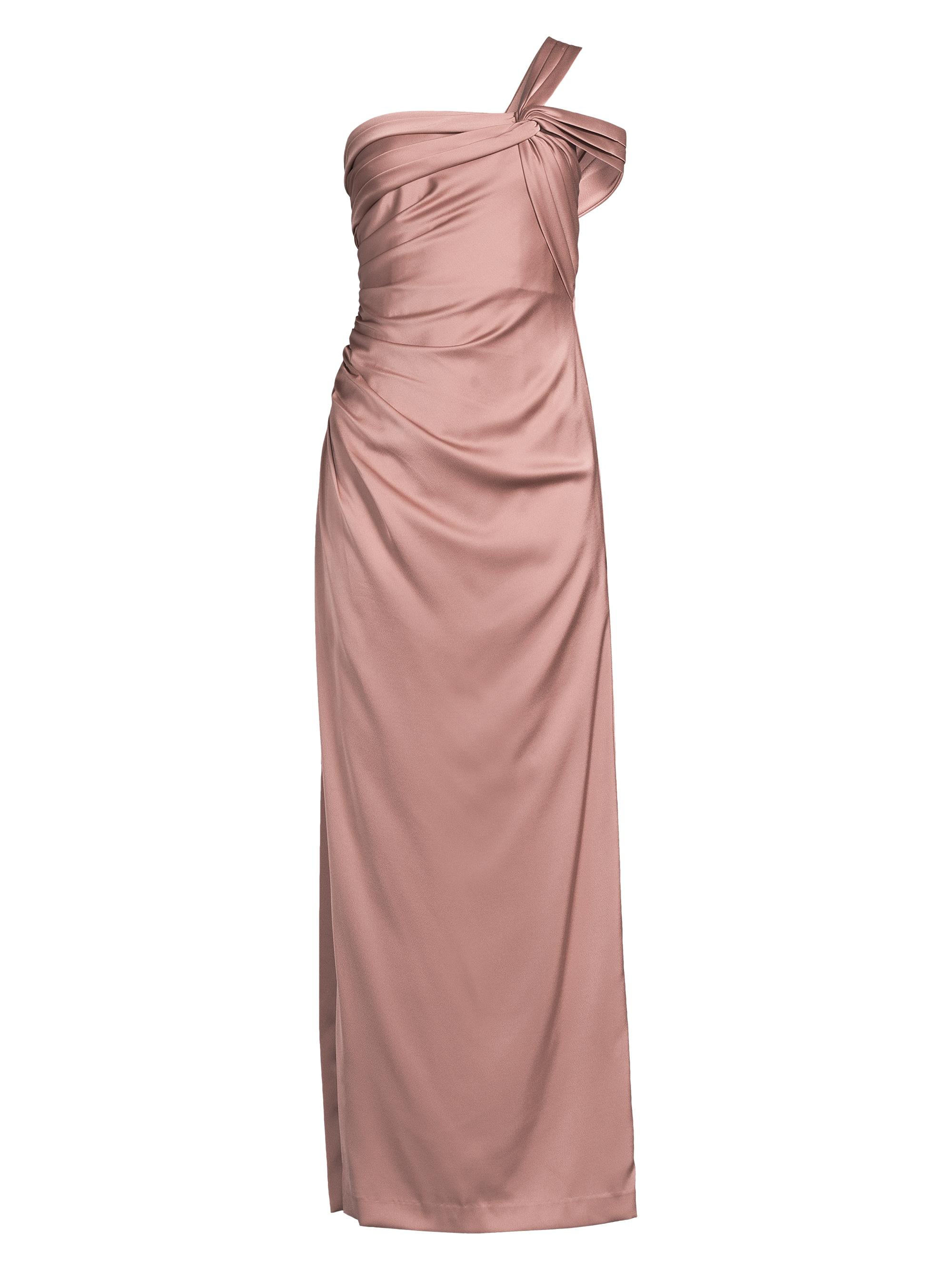 Aidan Mattox Women's Draped One-Shoulder Satin Column Gown - Warm Cameo