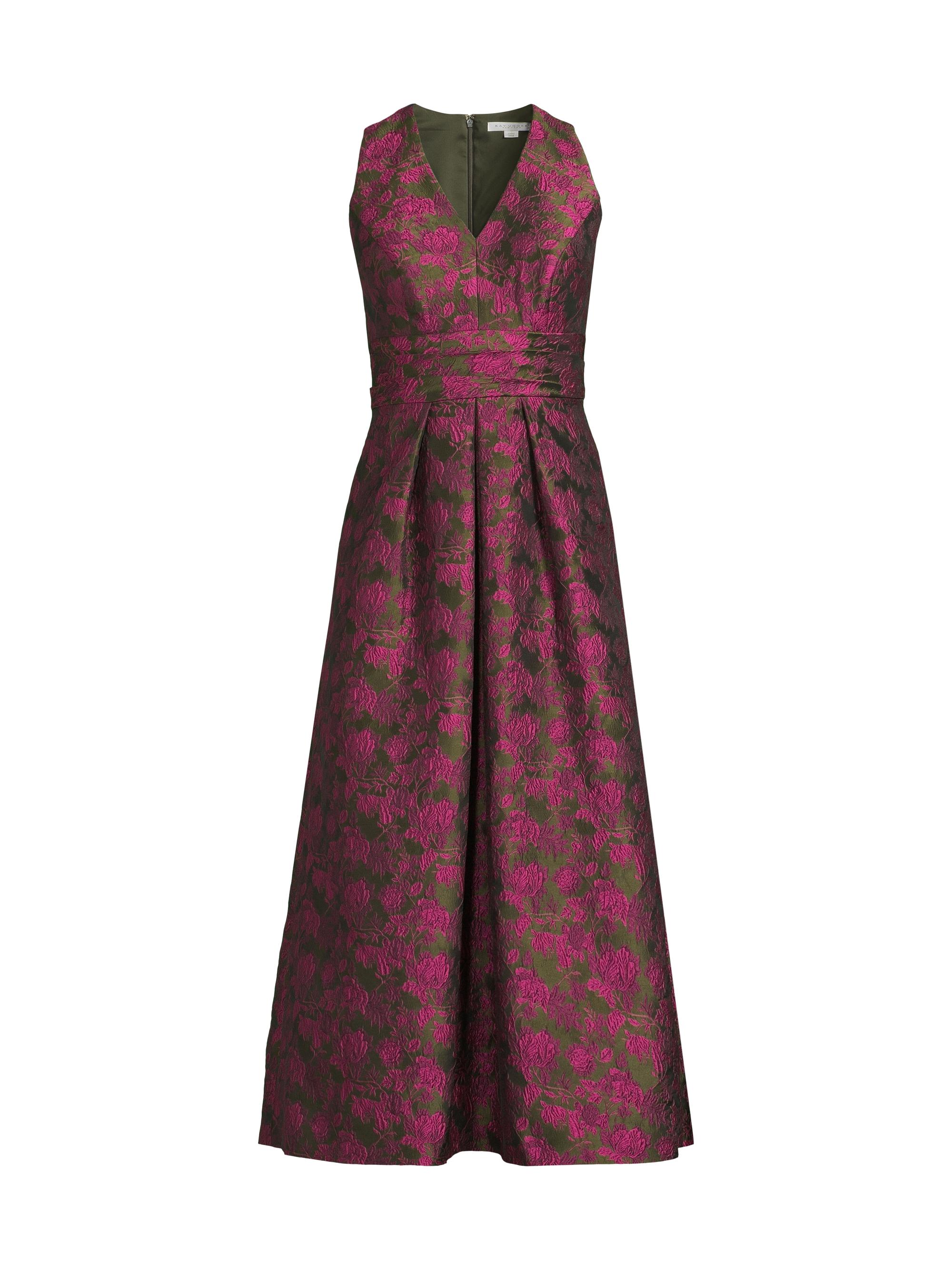 Women’s Marcella Two-Tone Jacquard Midi-Dress – Wild Berry Pesto – Size 10