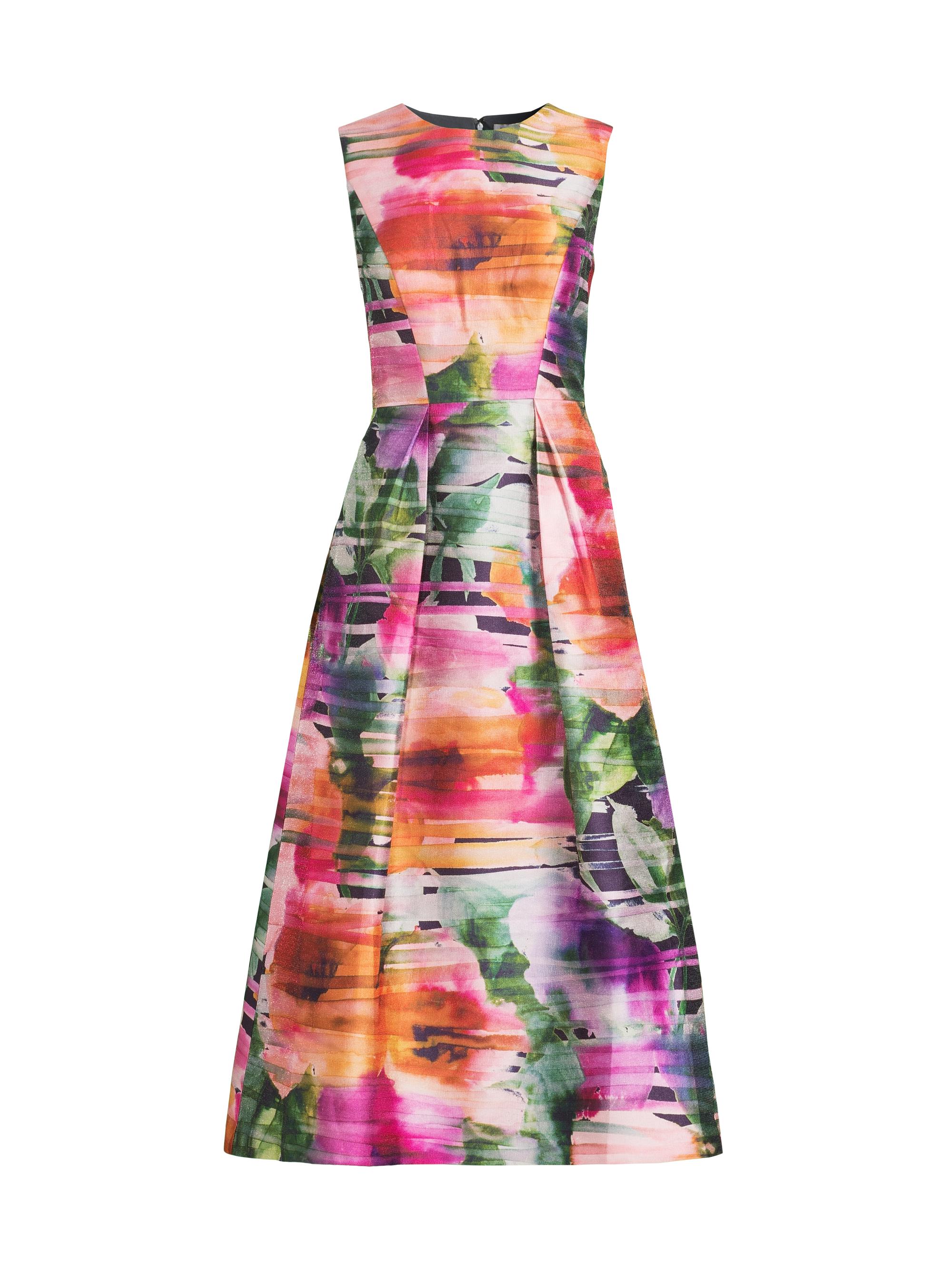 Kay Unger Women's Tessa Abstract Floral Tea-Length Dress - Sunflower Multi