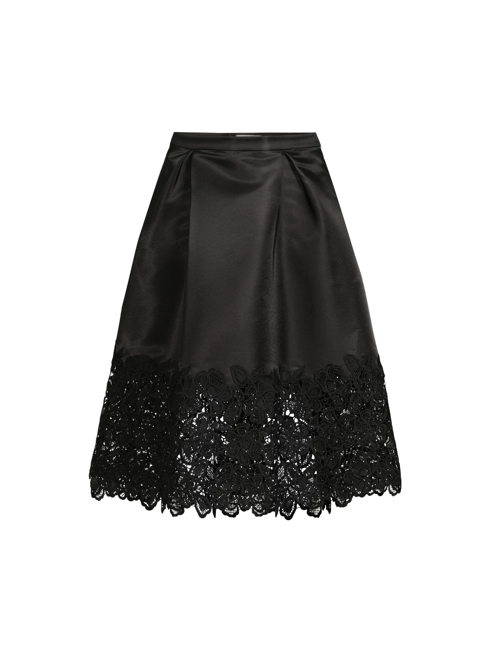 Kay Unger Women's Campbell Lace-Trimmed Midi-Skirt - Black
