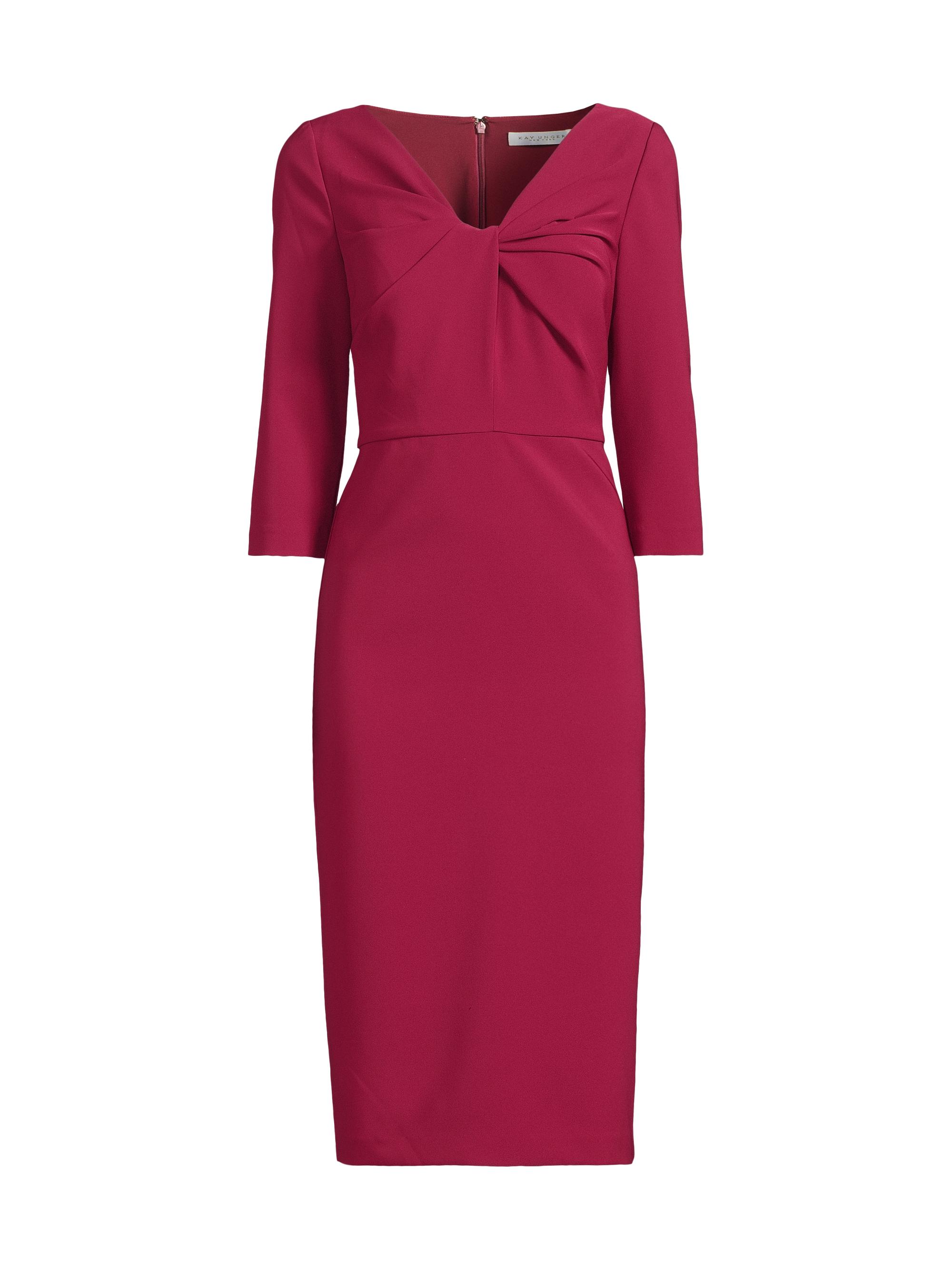 Kay Unger Women's Farrah V-Neck Twist Midi-Dress - Ruby Red