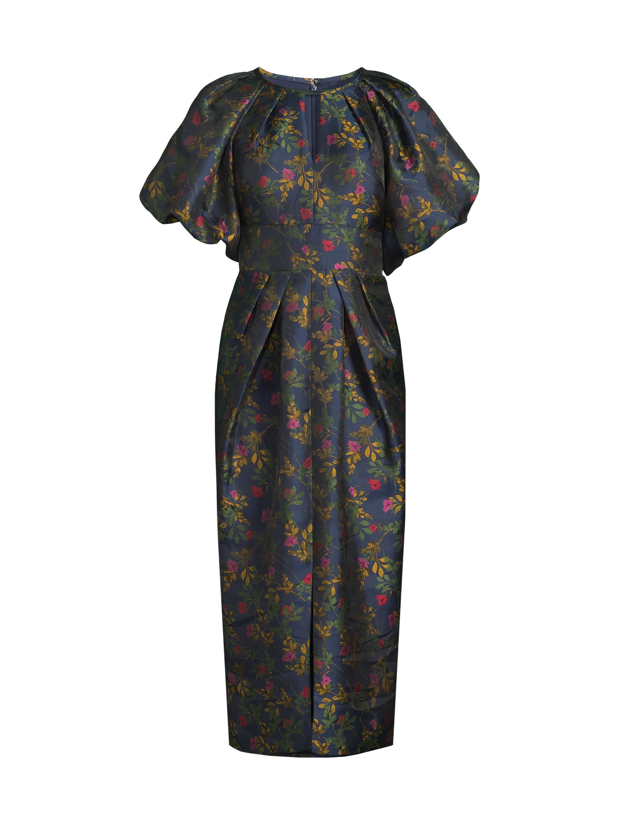 Kay Unger Women's Jolie Pleated Tea-Length Dress - Blue Opal