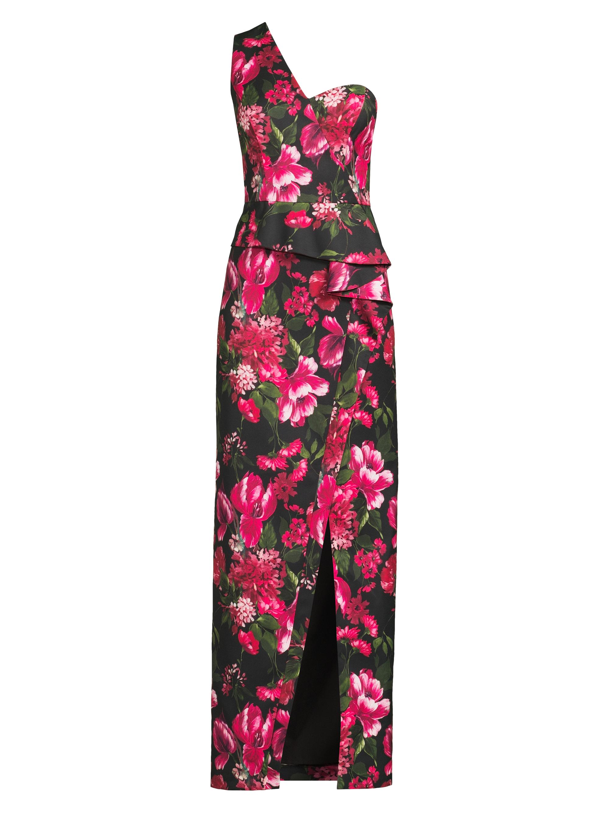 Kay Unger Gianella Metallic Floral Jacquard One-Shoulder