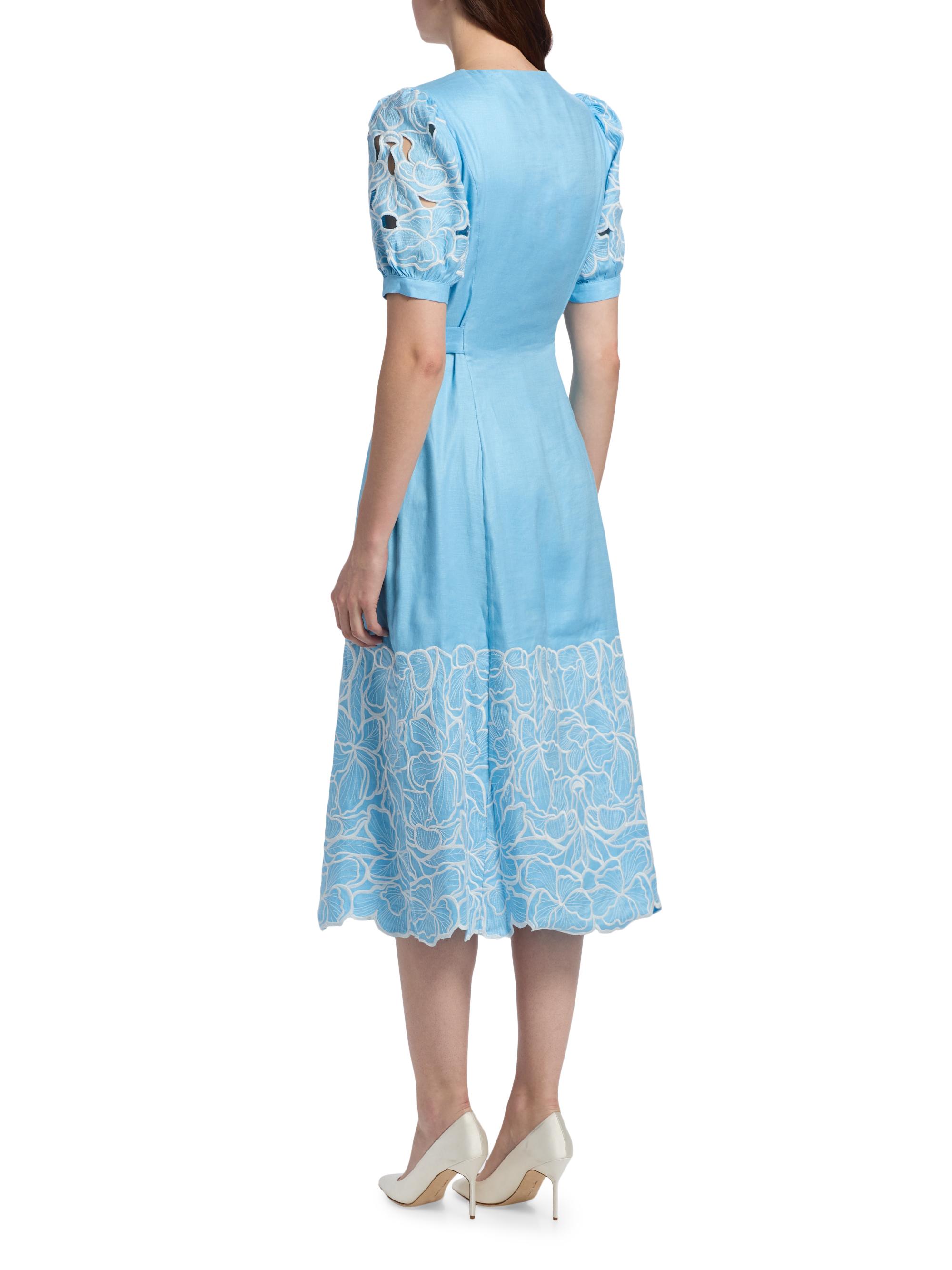 elie tahari embroidered dress Cotton Tie Embroidered Dress STARGAZER / 10 main image 1