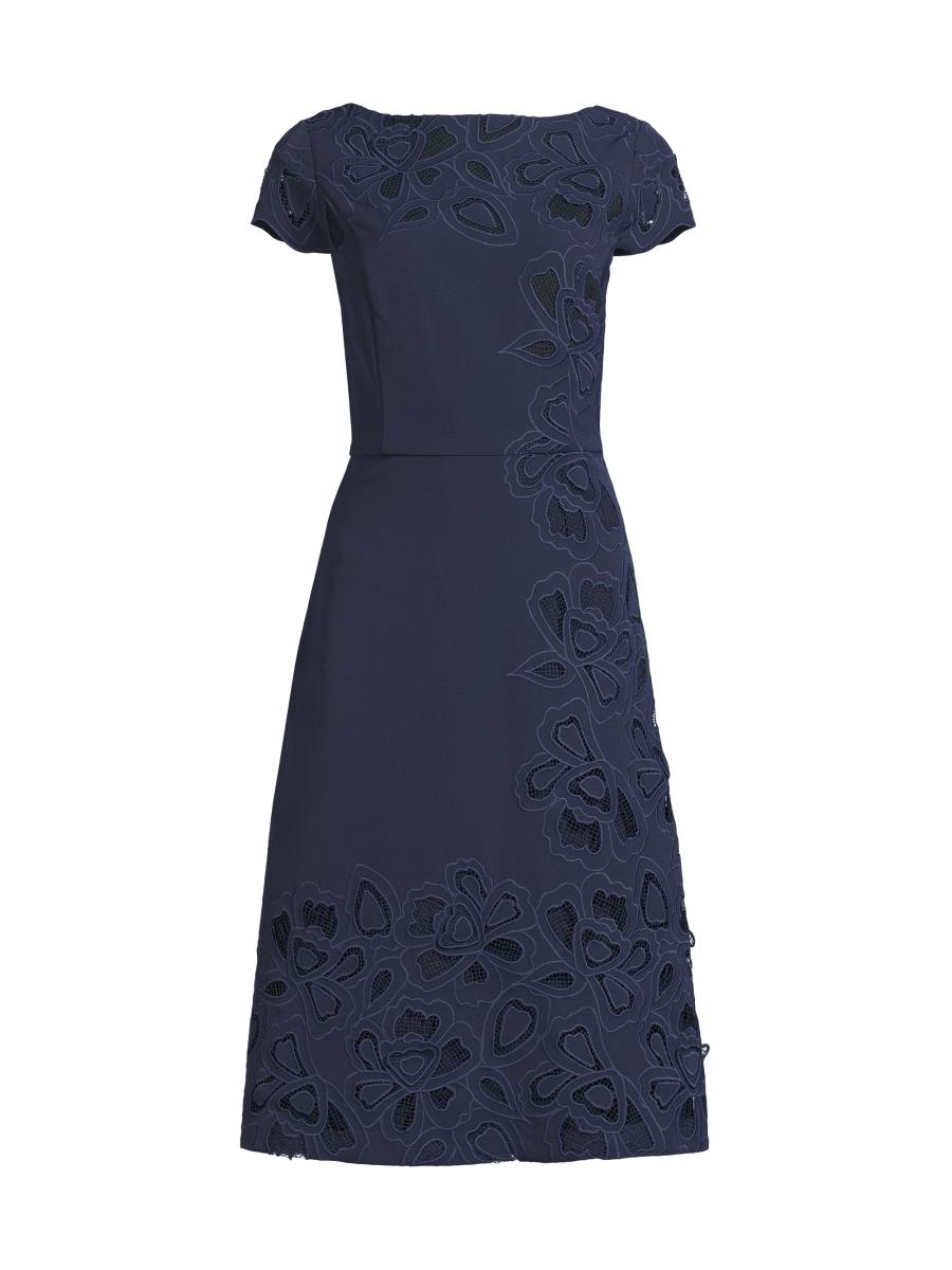 Kay Unger Women's Juliette Lace-Trimmed Cocktail Dress - Dark Midnight - Size 2