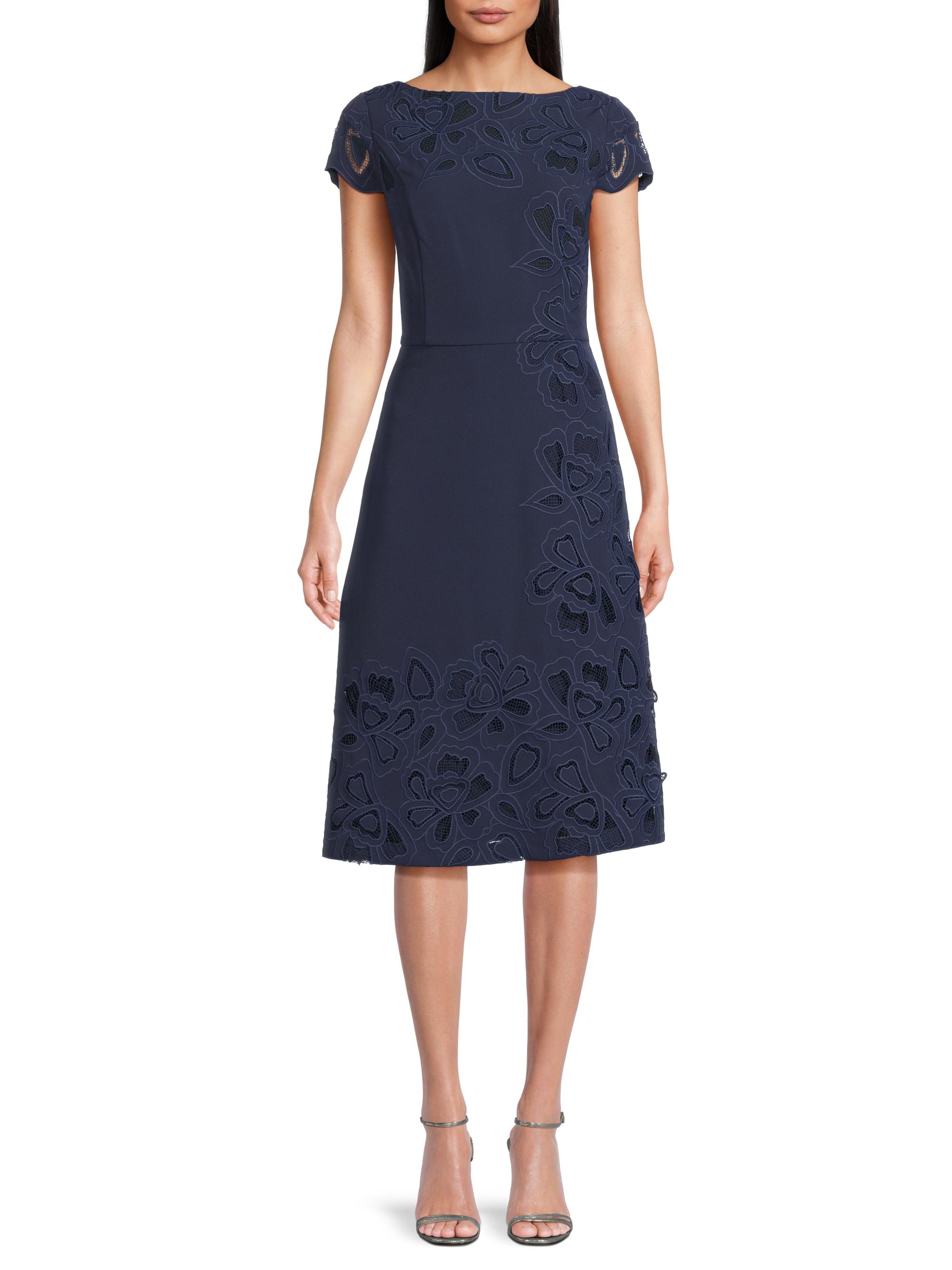 Kay Unger Women's Juliette Lace-Trimmed Cocktail Dress - Dark Midnight - Size 2