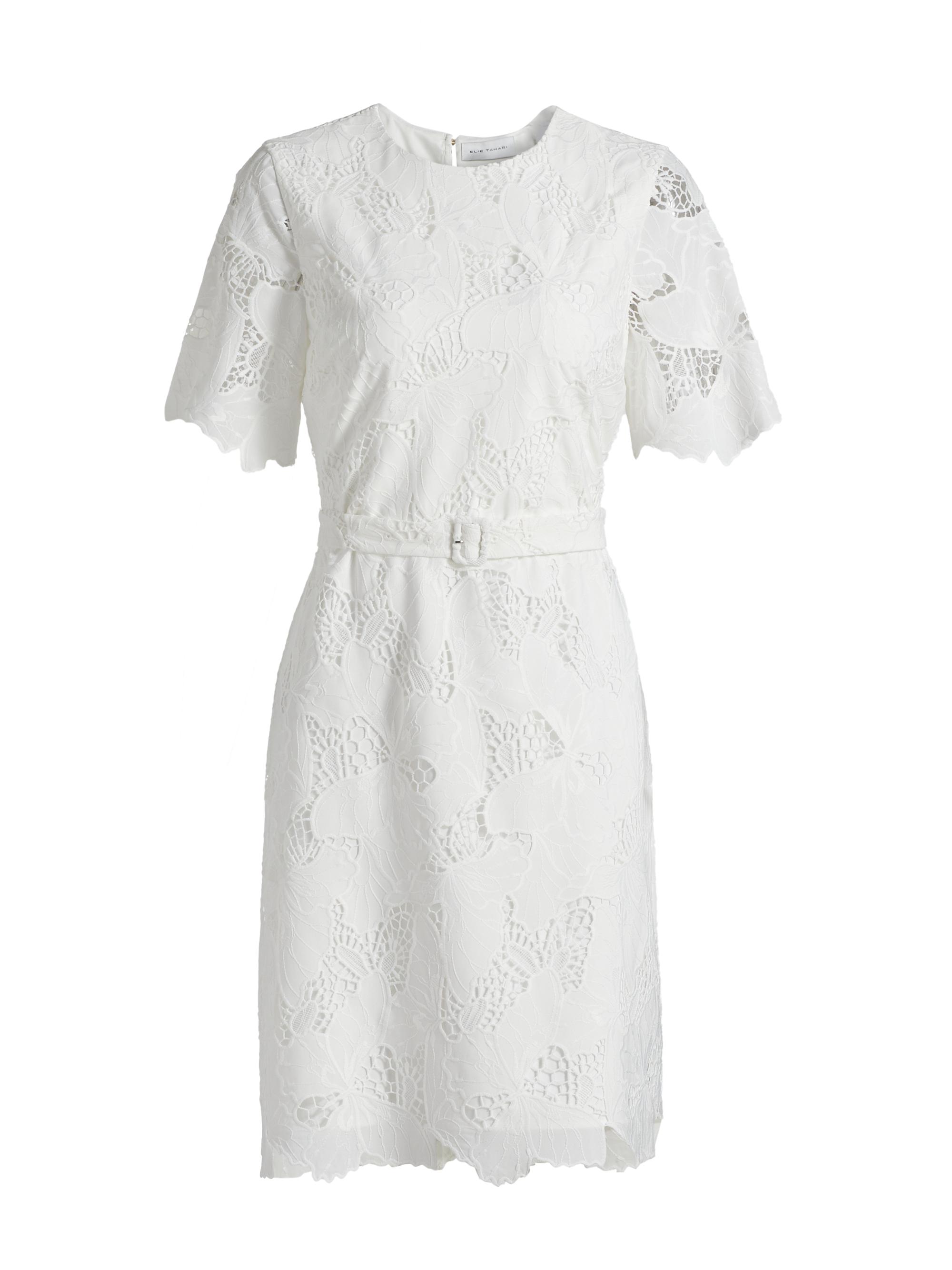 Elie Tahari Women's Clover Butterfly Lace Minidress - Sky White