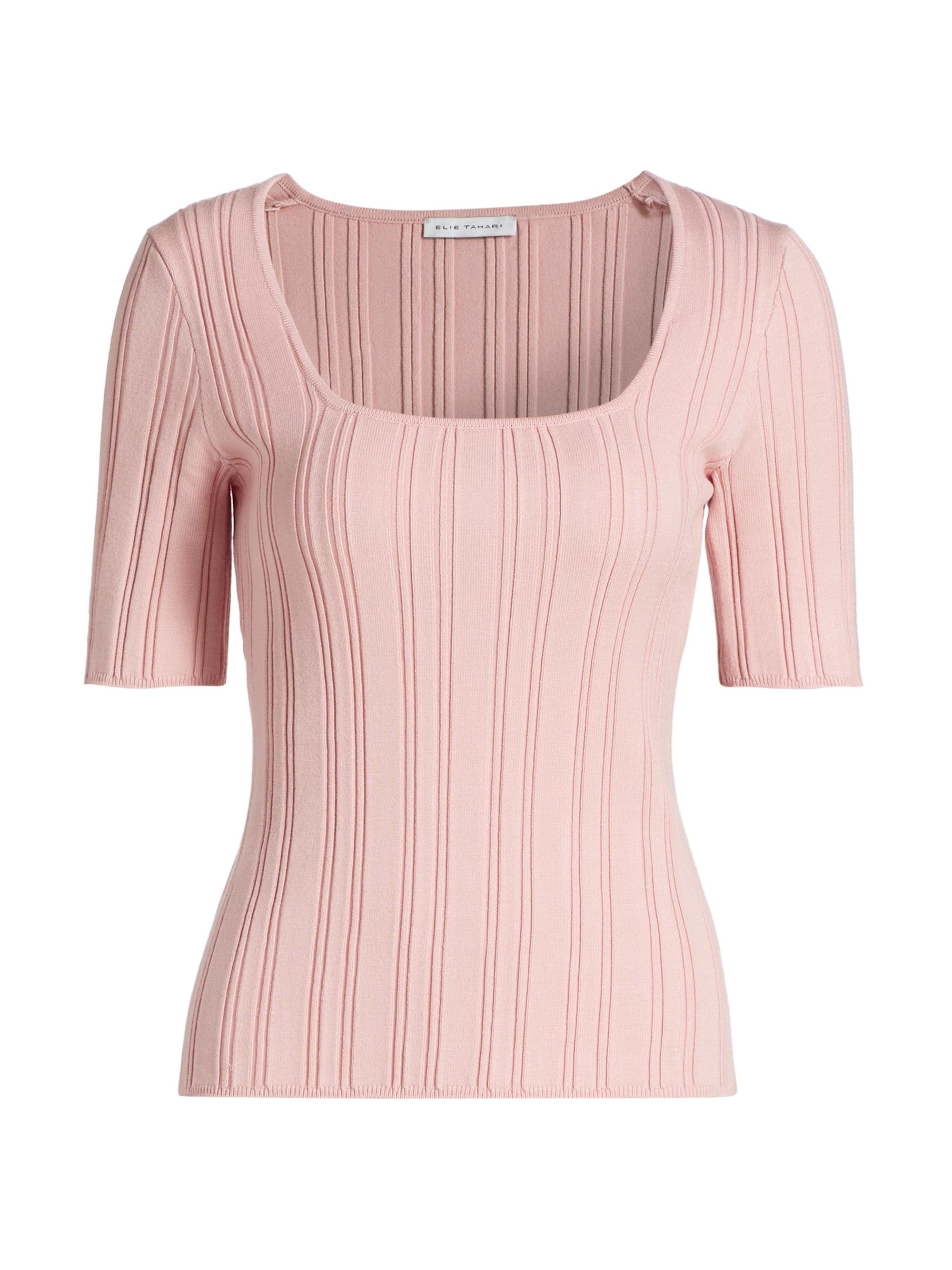 Elie Tahari Women's The Wren Rib-Knit Top - Blush