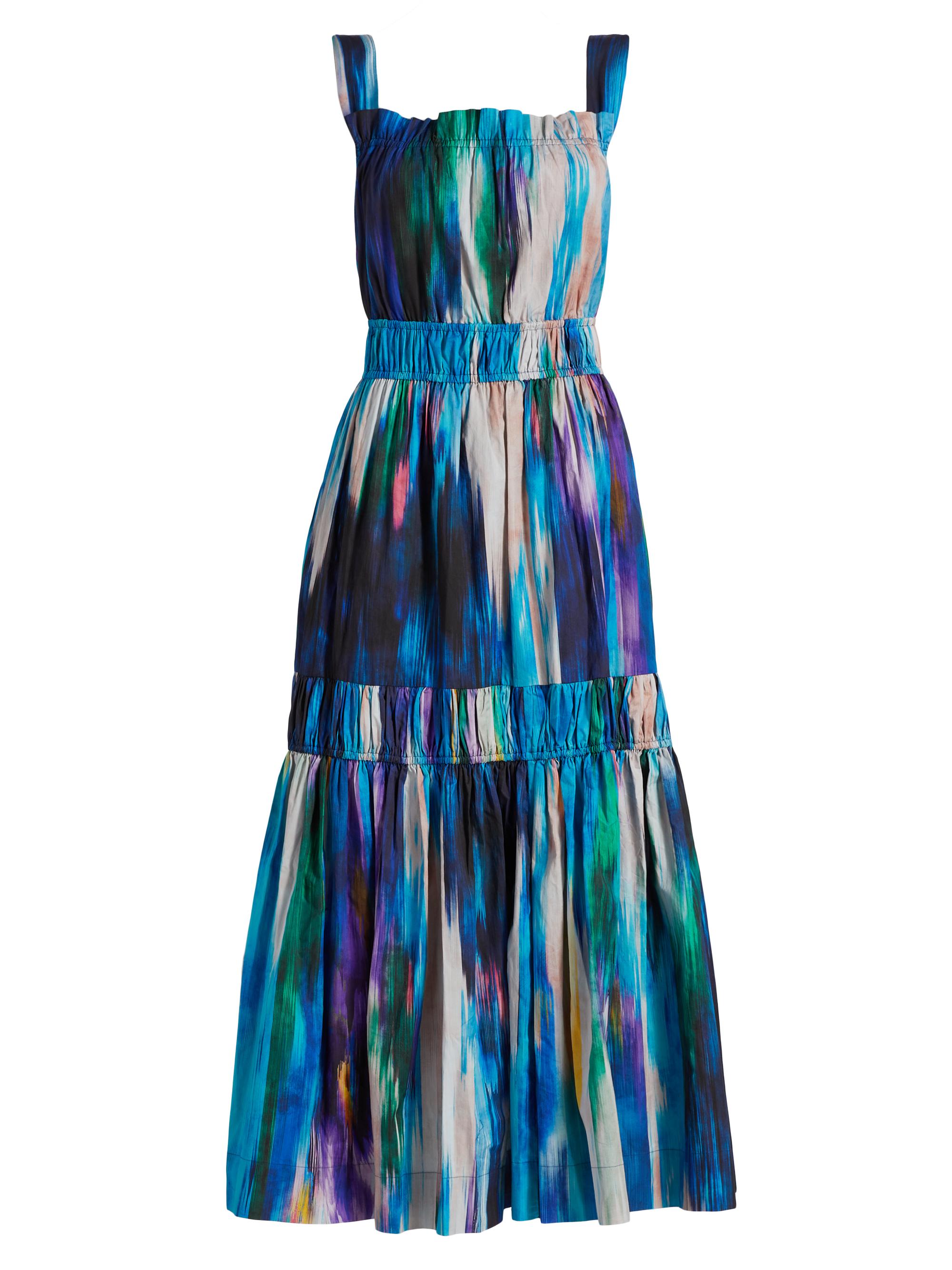 Elie Tahari Women's Adela Ikat-Print Cotton Maxi Dress - Water Canvas Print