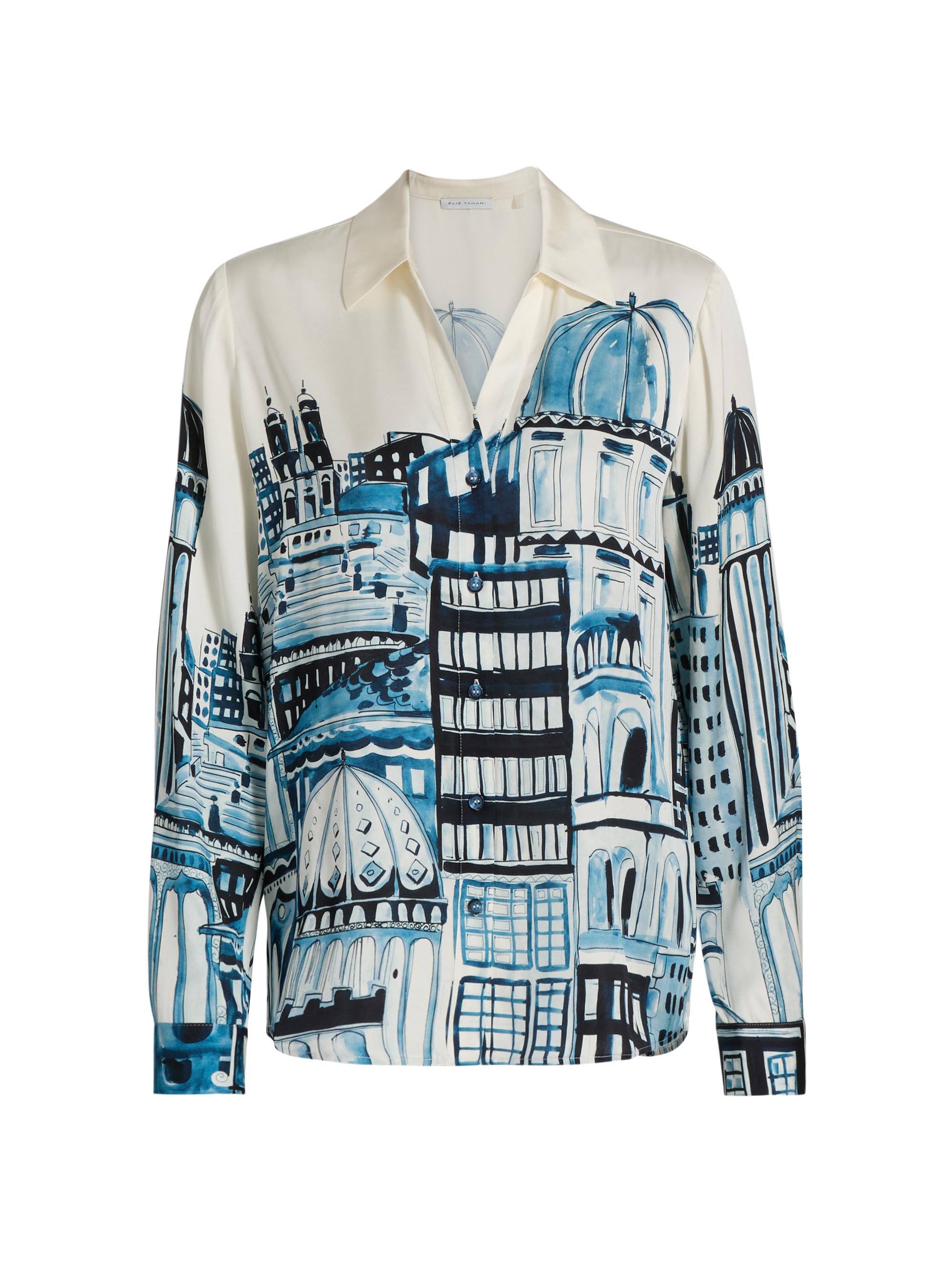 Elie Tahari Women's The Madeline City of Dreams Blouse - City Of Dreams Print