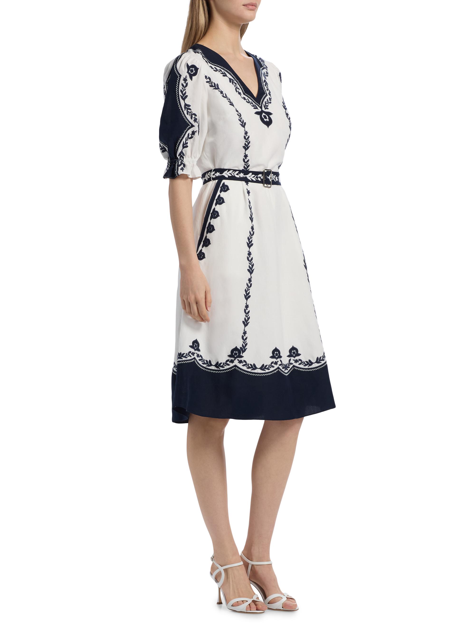 tahari embroidered fit and flare dress Tahari ASL