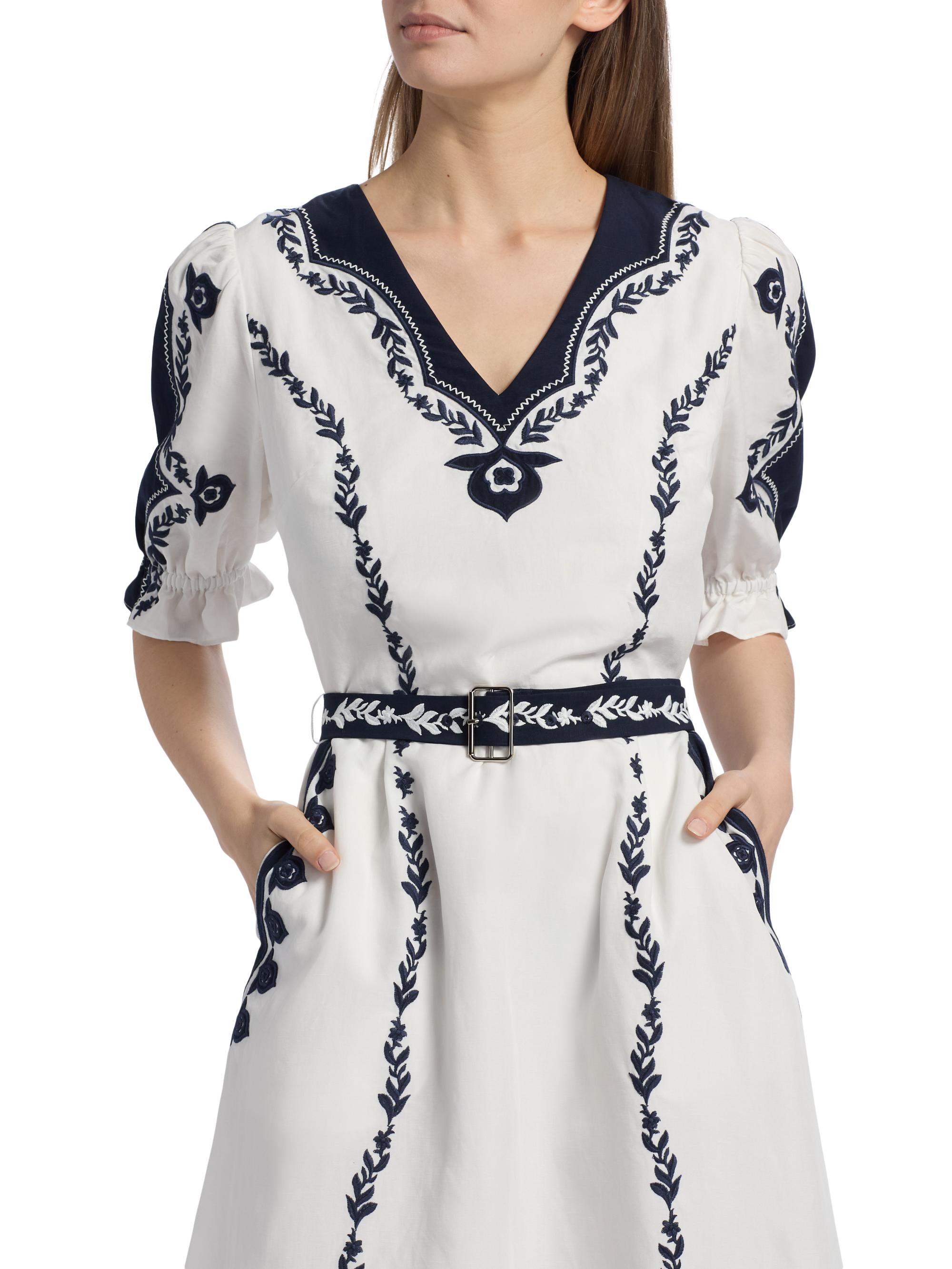 Elie Tahari The Liana Embroidered Dress | Saks Fifth Avenue