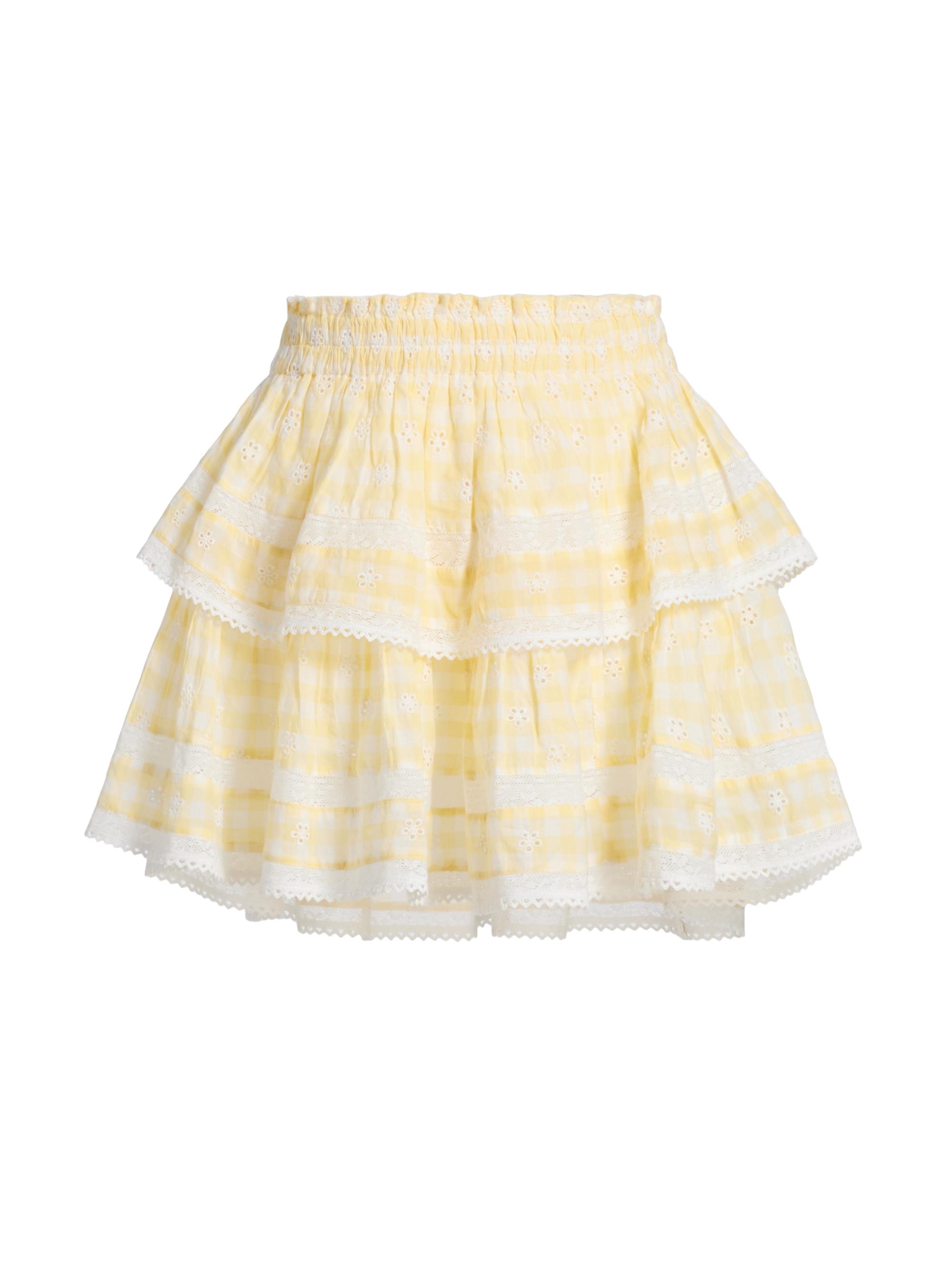 LoveShackFancy Women's Cotton Tiered Ruffled Miniskirt - Honeycomb
